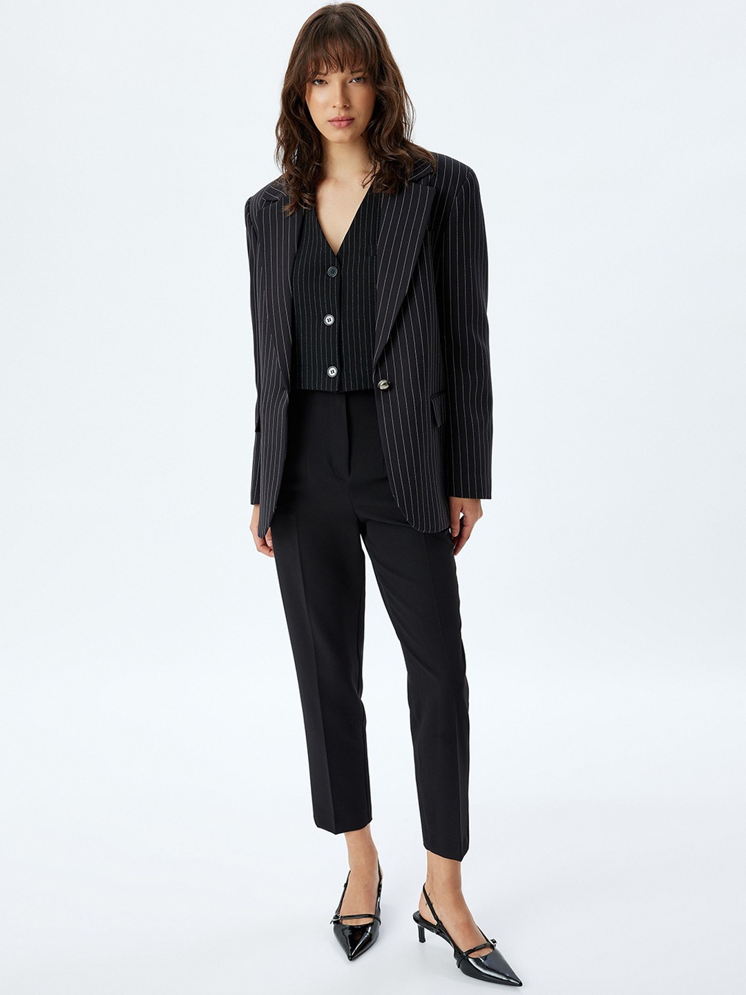 

Koton Women High-Rise Trousers, Black