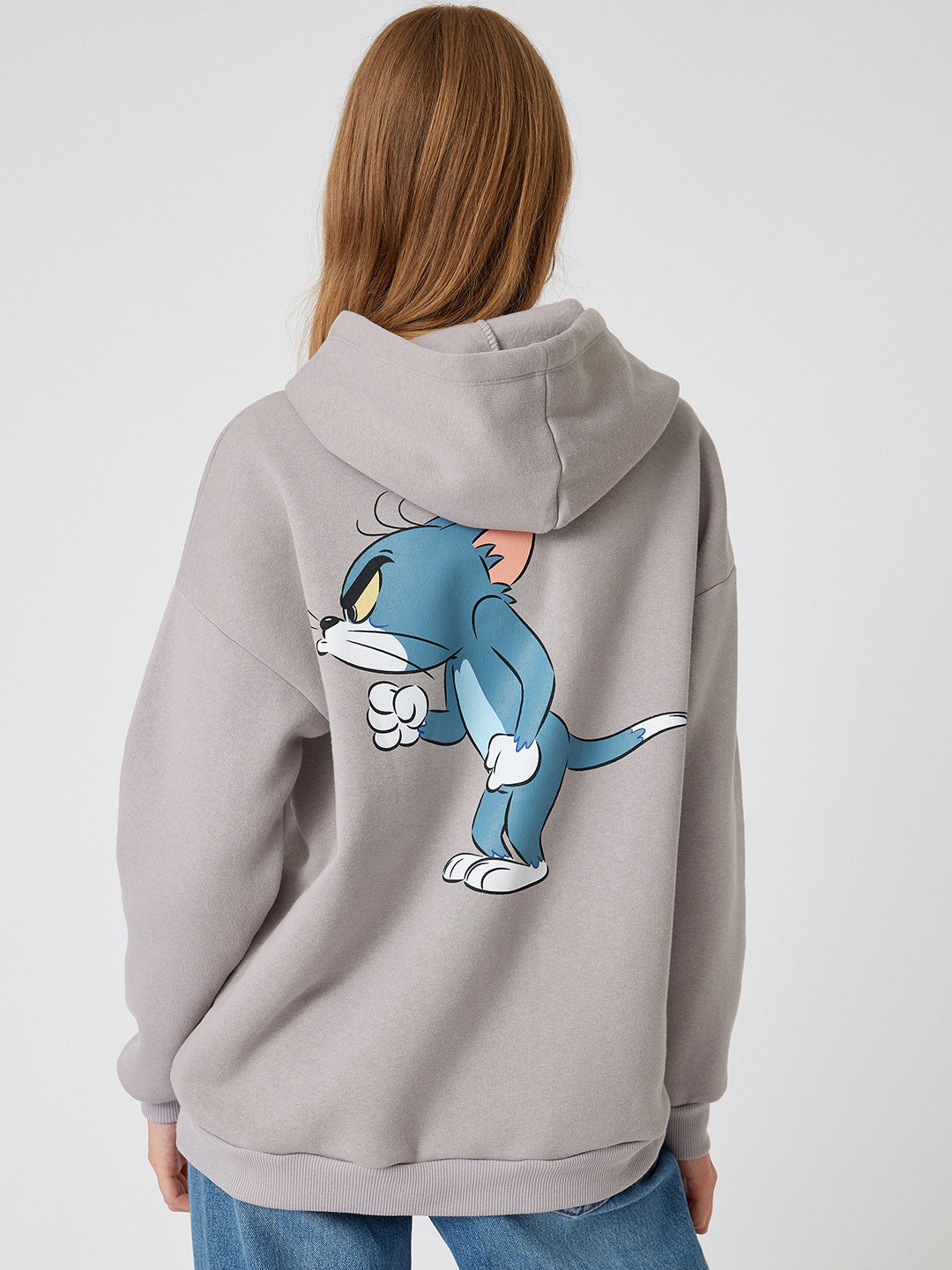 

Koton Women Graphic Printed Hood Cotton Pullover Sweatshirt, Grey