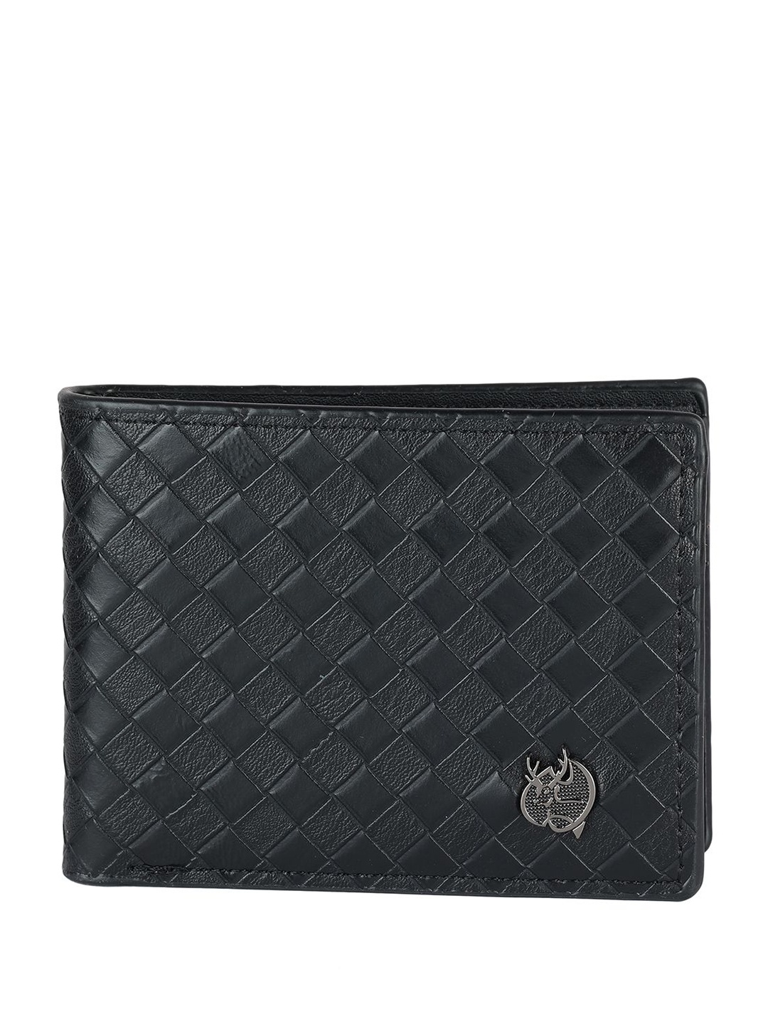 

SAZARA Women Leather Two Fold Wallet, Black