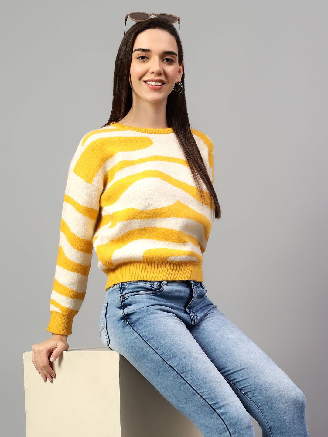 

Cantabil Women Round Neck Pullover, Yellow