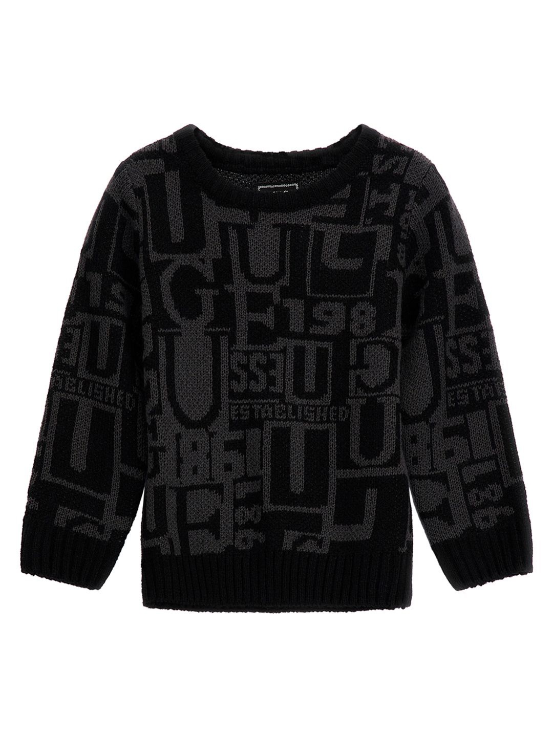 

GUESS kids Boys Typography Printed Pullover, Black