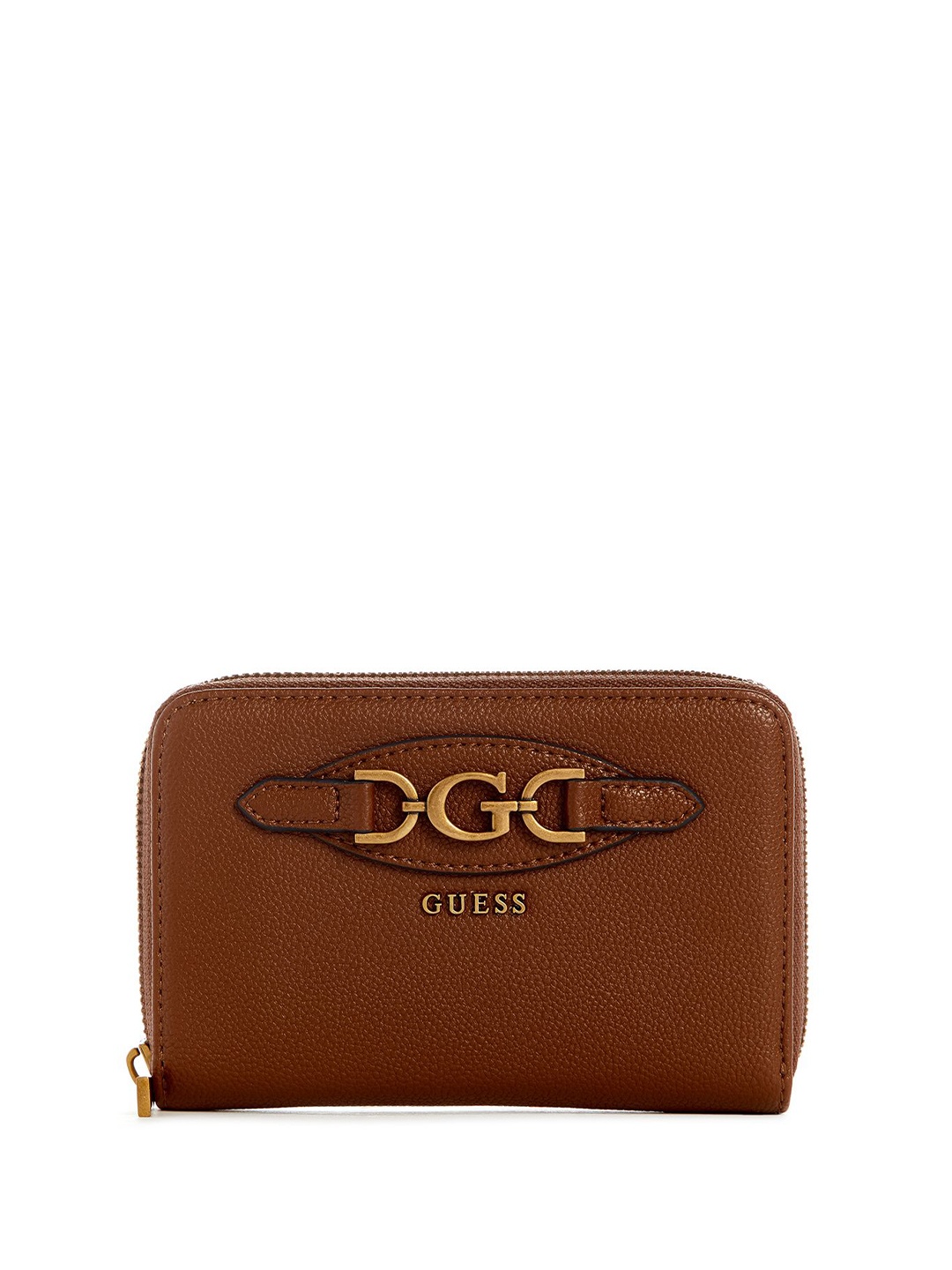 

GUESS Women Solid PU Zip Around Wallet, Brown