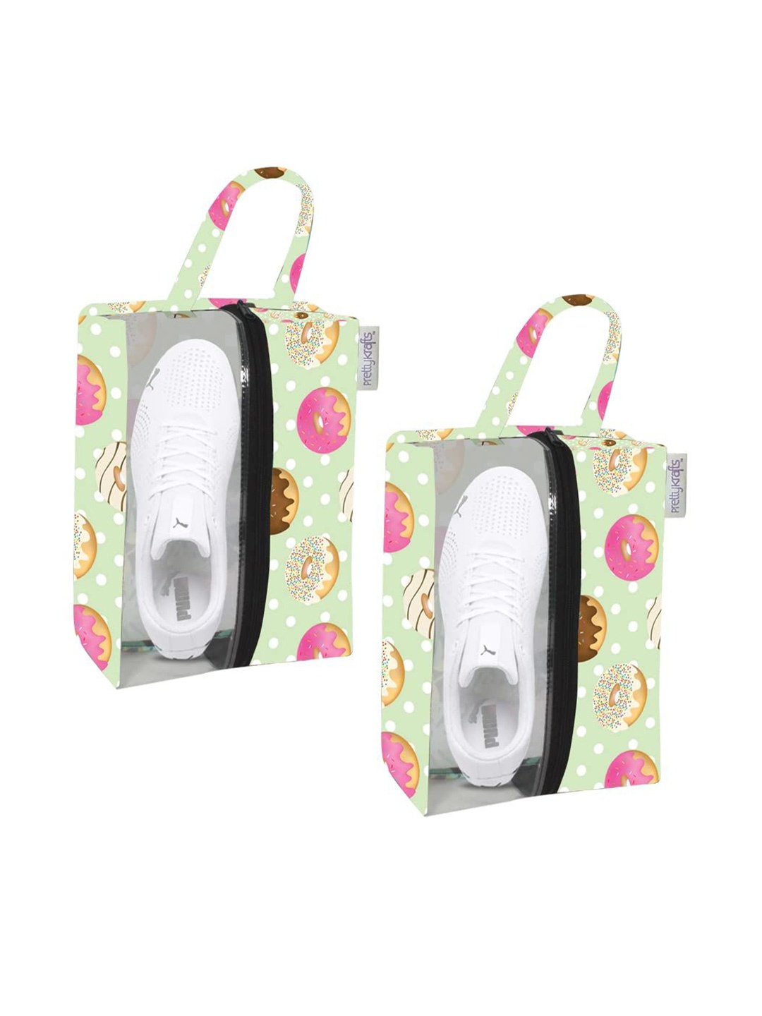 

prettykrafts Yellow & Pink 2 Pieces Conversational Printed Portable Shoe Organisers