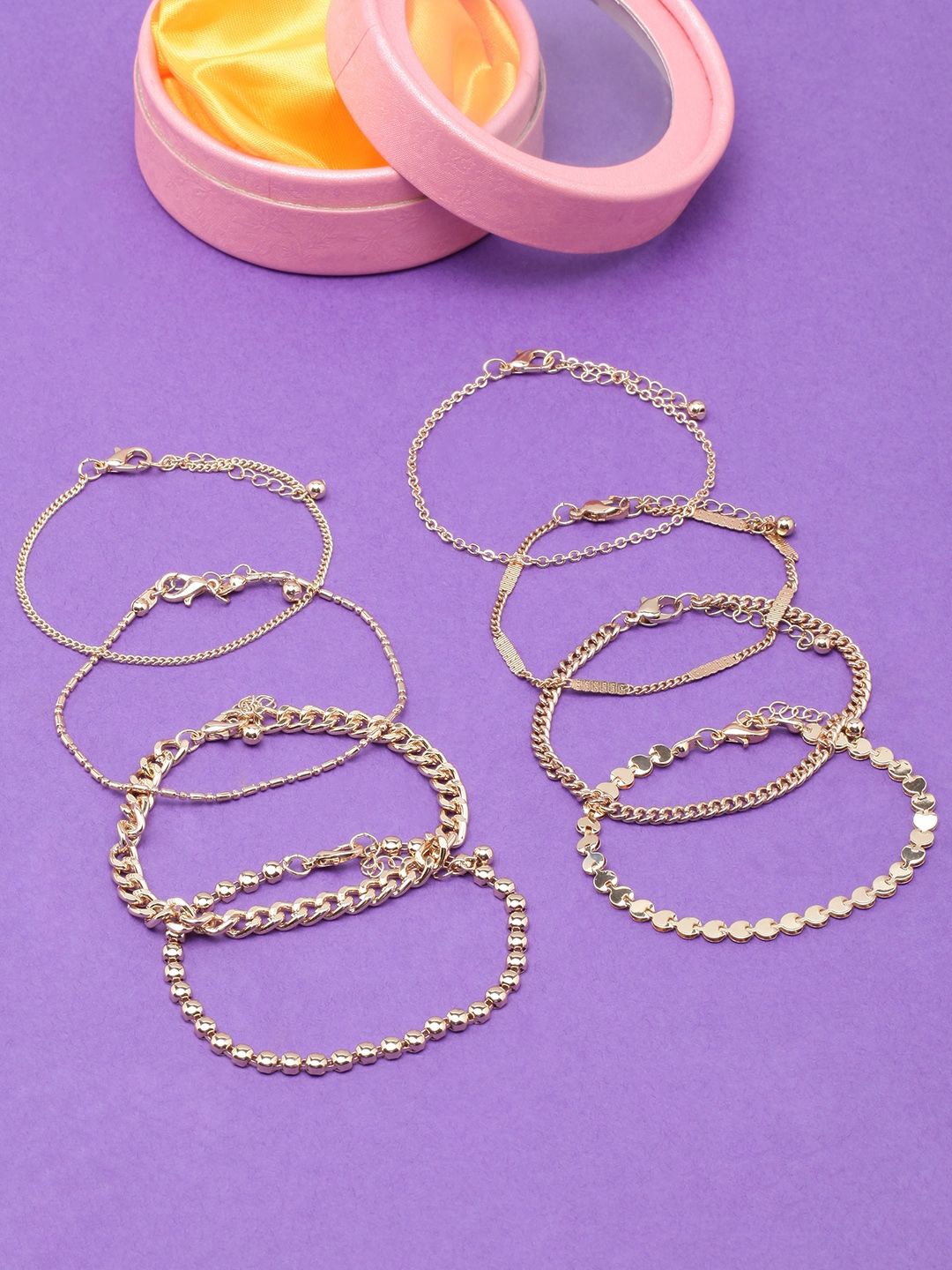 

KPOP Set Of 8 Gold-Plated Link Bracelet