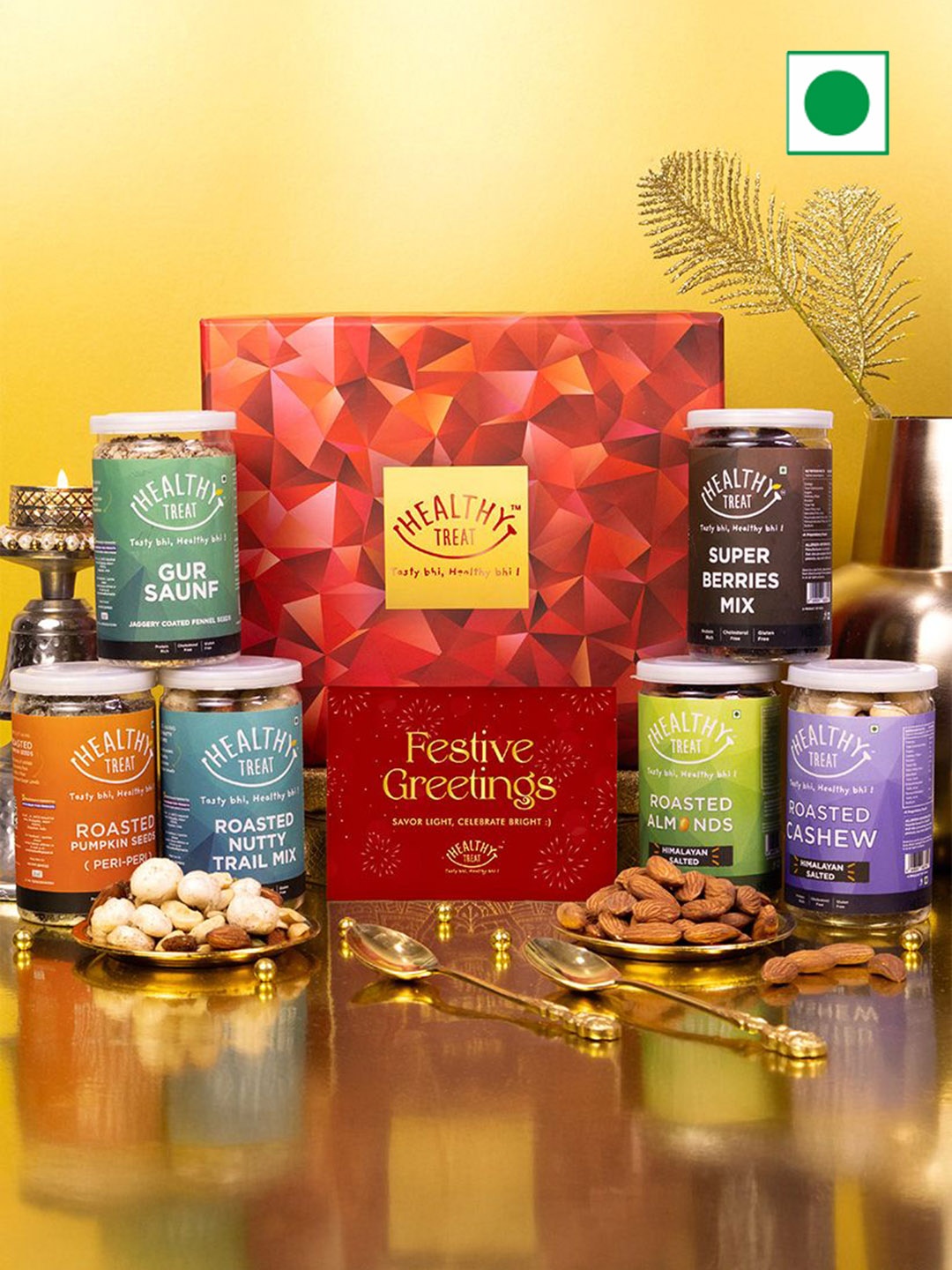 

Healthy Treat Dry Fruit Diwali Gift Hamper, Red