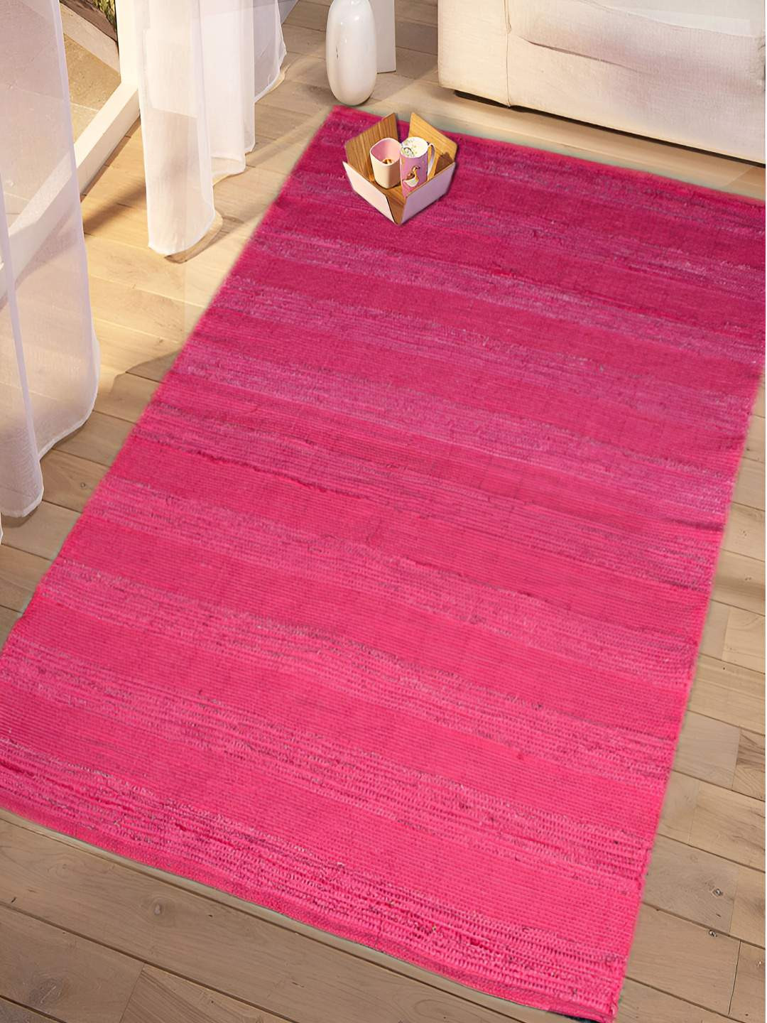 

Saral Home Pink AntiSlip Cotton dhurries