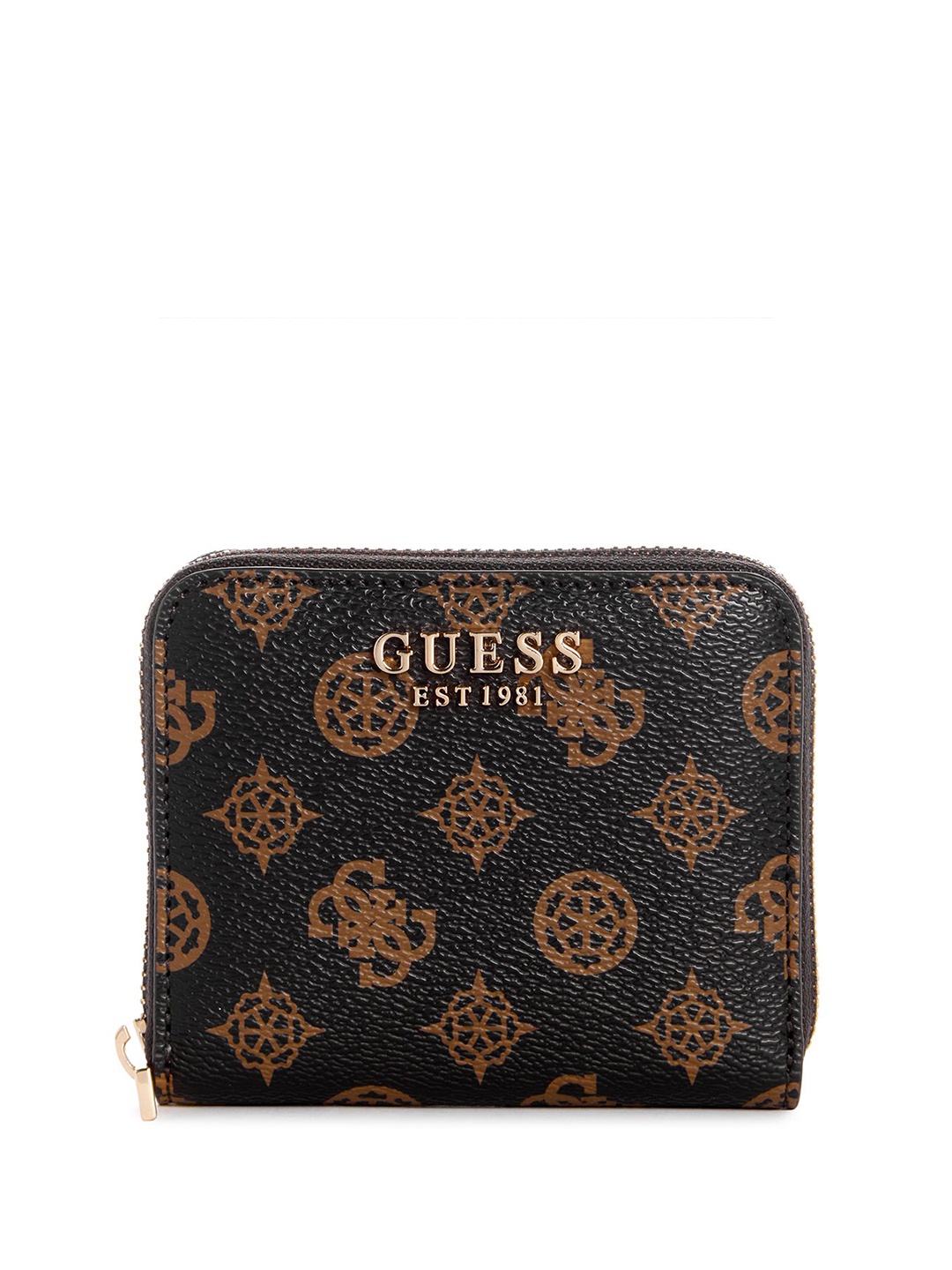 

GUESS Women Geometric Printed PU Zip Around Wallet, Black
