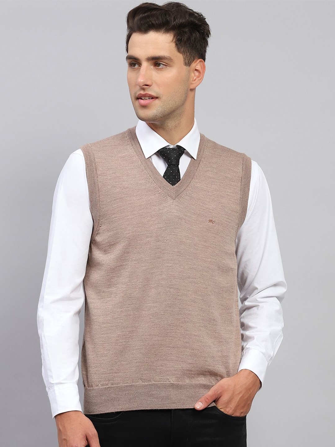 

Monte Carlo Men Woollen Sweater Vest, Beige