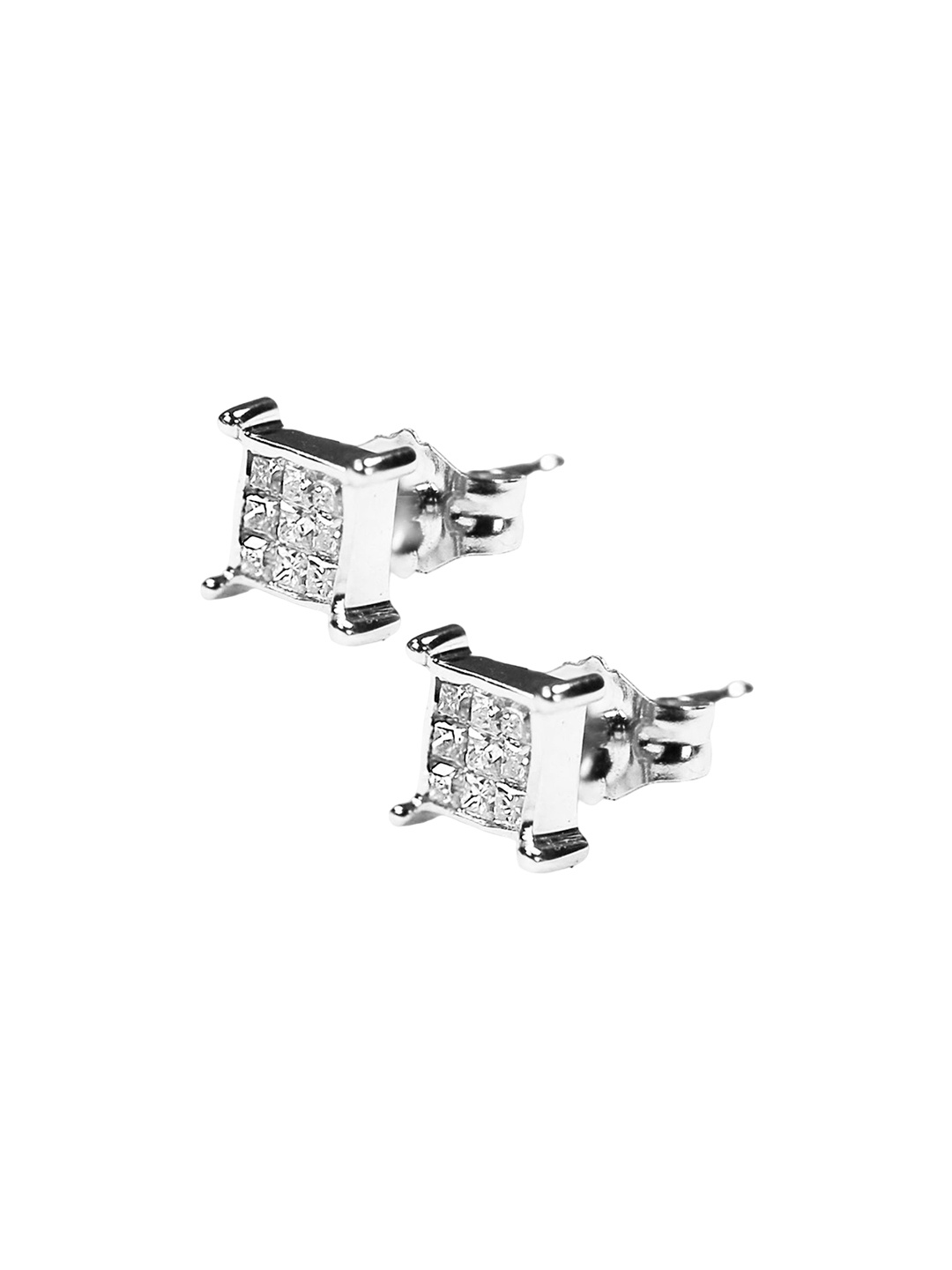 

KRENOZ Men Stone Studded Classic Studs Earrings, Silver