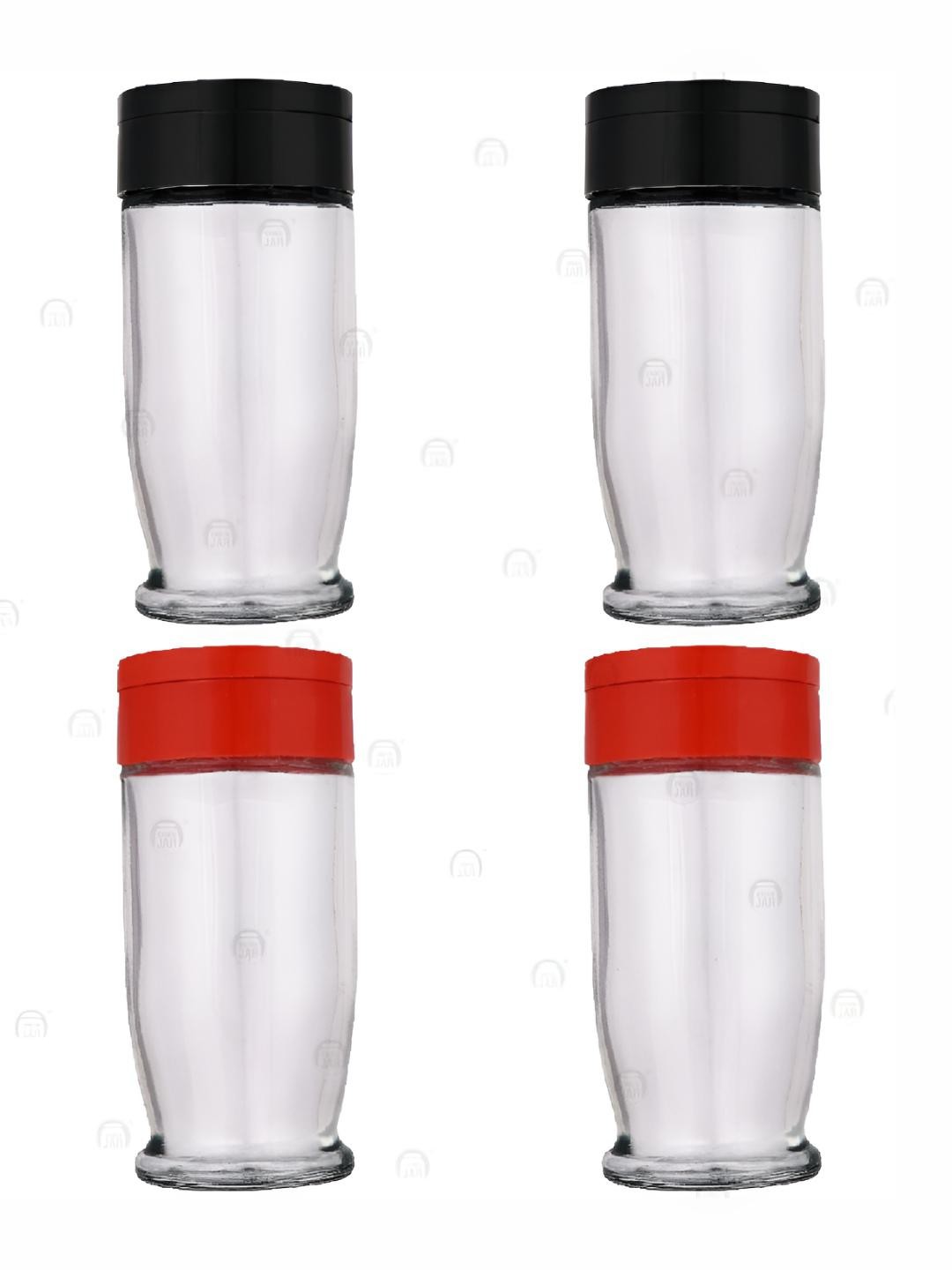 

CROCO JAR Transparent & Red 4 Pieces Glass Dishwasher Safe Salt and Pepper Jar 100ml