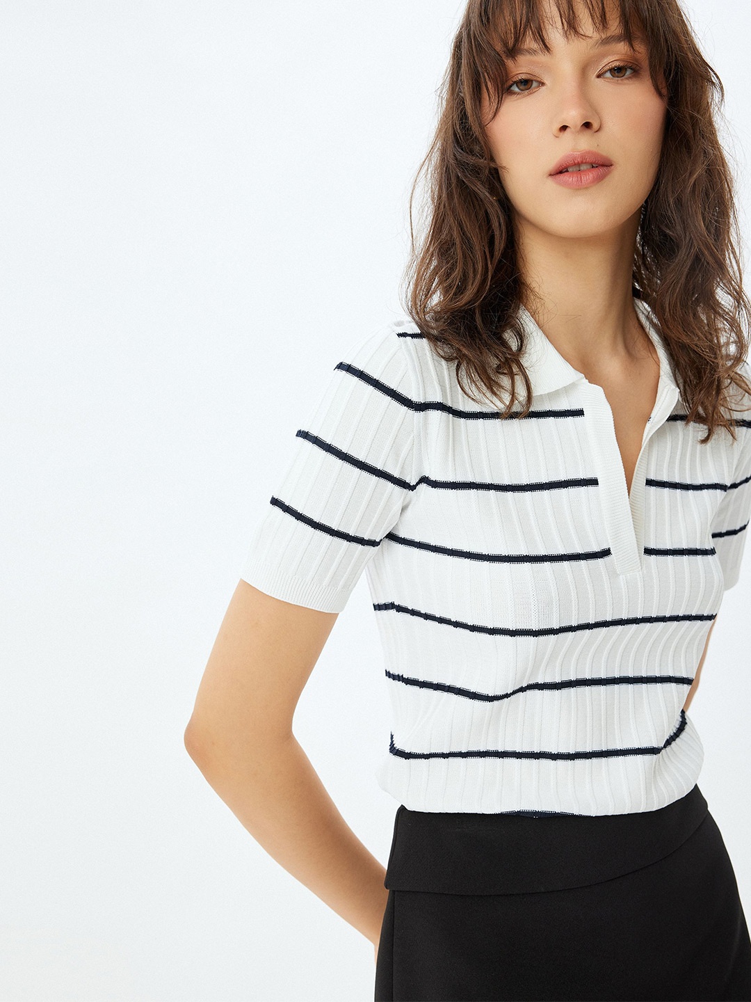 

Koton Women Striped Pullover, White