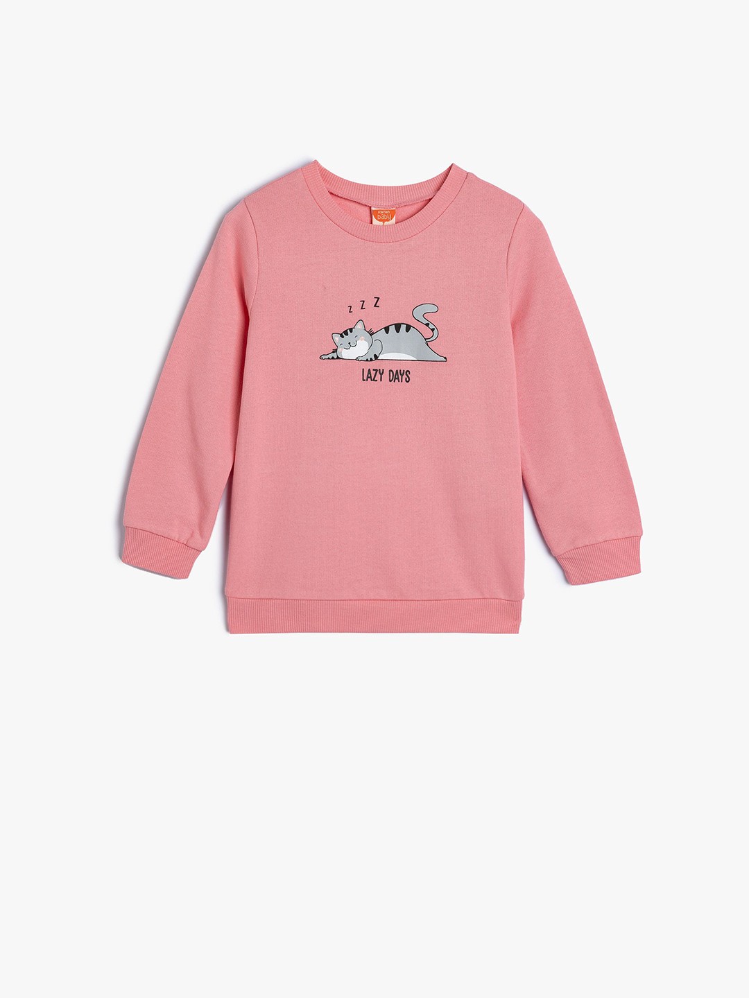 

Koton Girls Graphic Printed Round Neck Cotton Pullover Sweatshirt, Pink