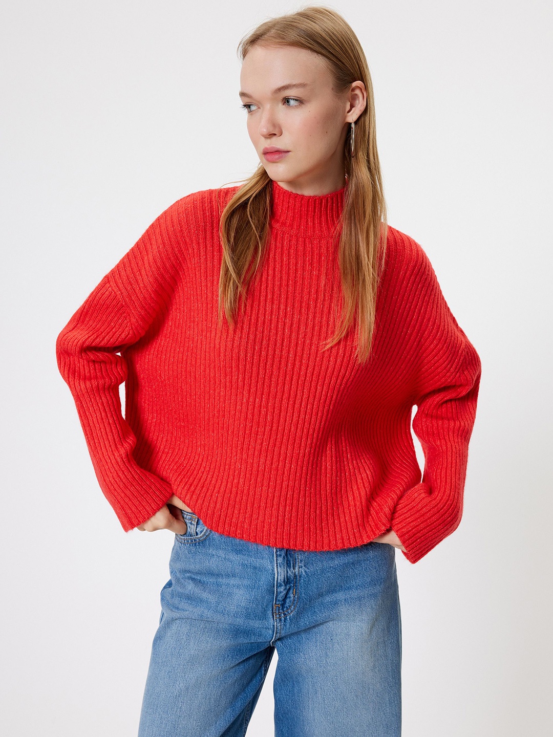 

Koton Women Striped Long Sleeves Pullover, Red