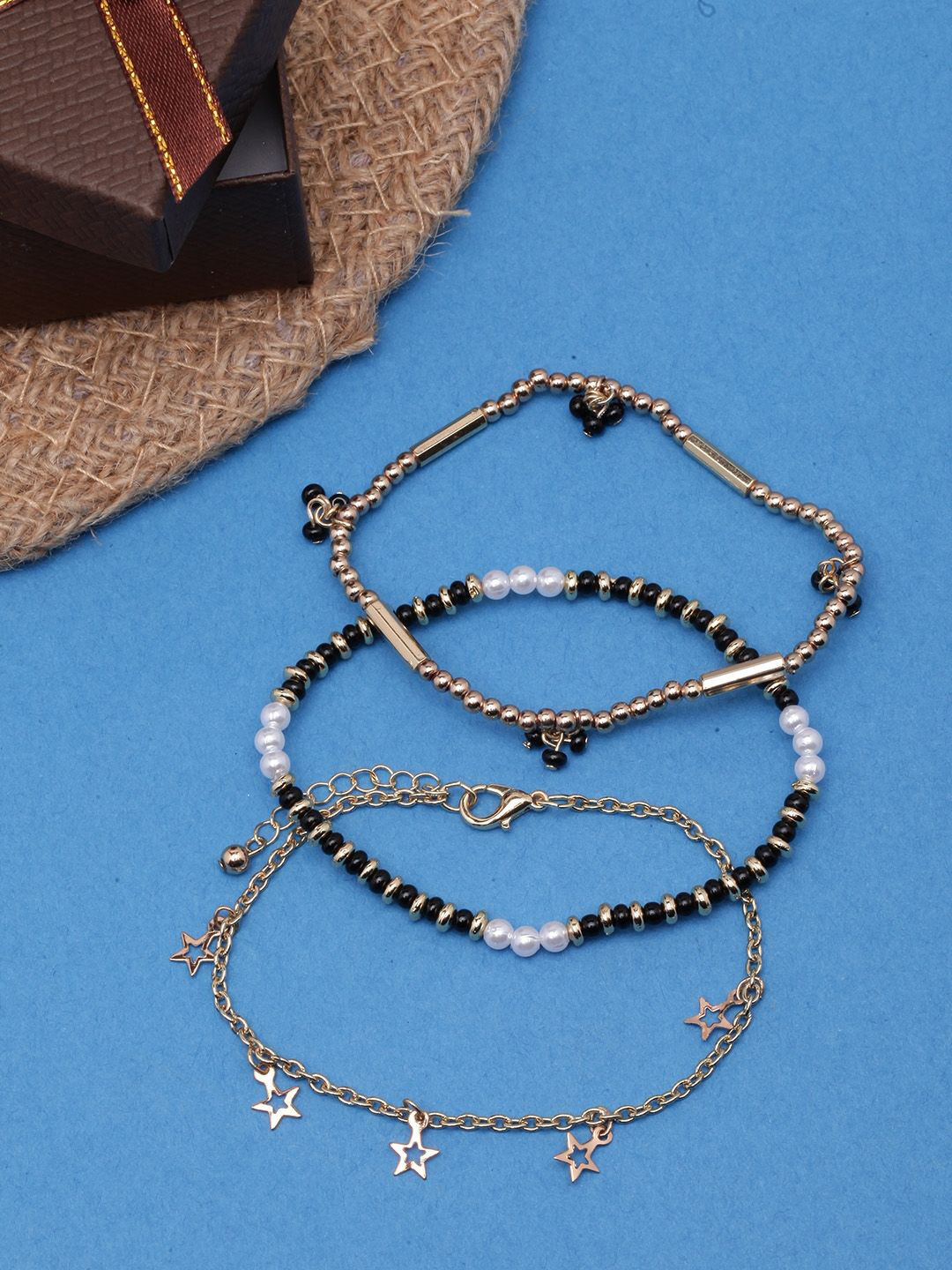 

KPOP Set Of 3 Gold-Plated Charm Bracelet