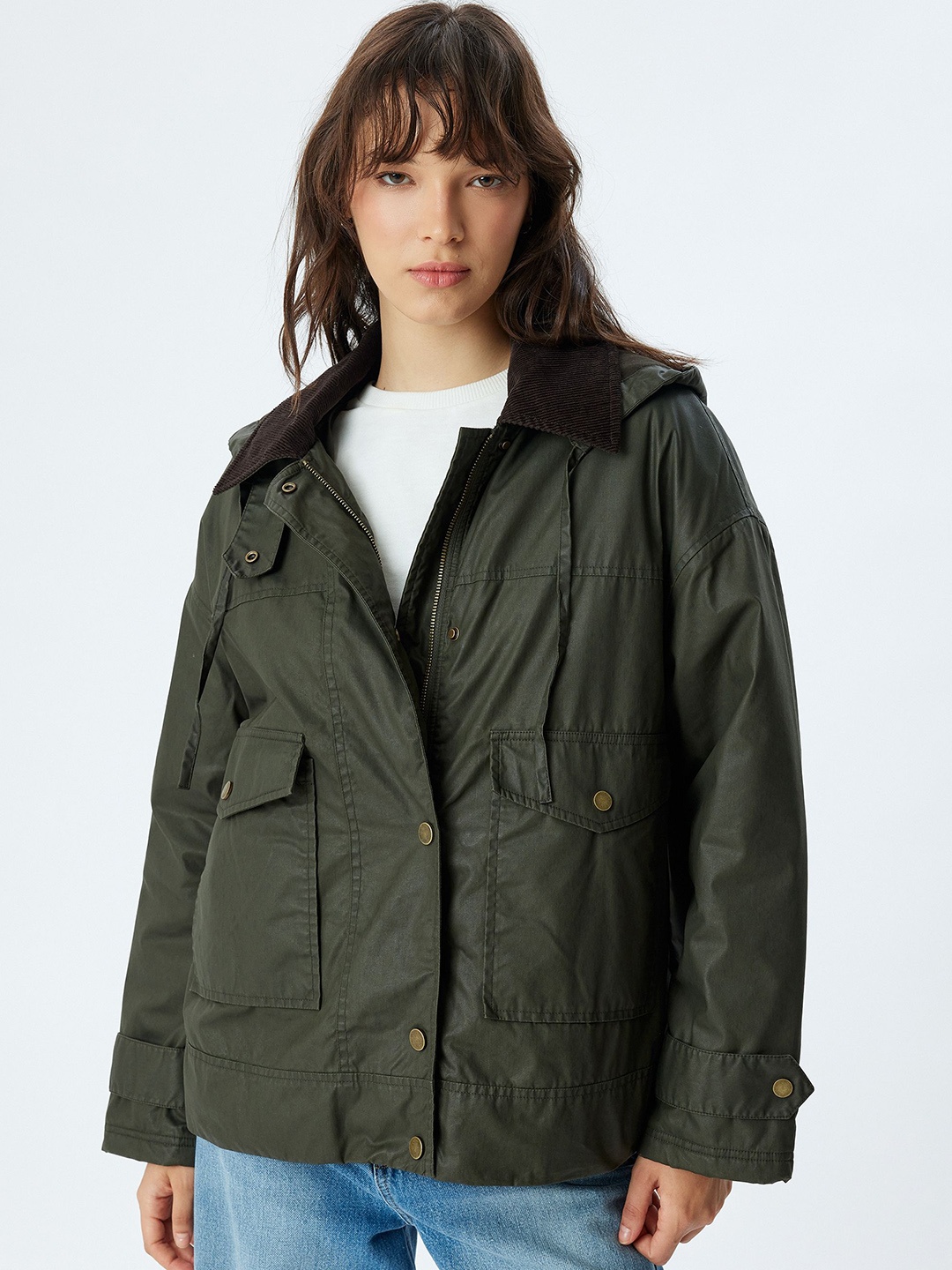 

Koton Women Hooded Tailored Jacket, Red