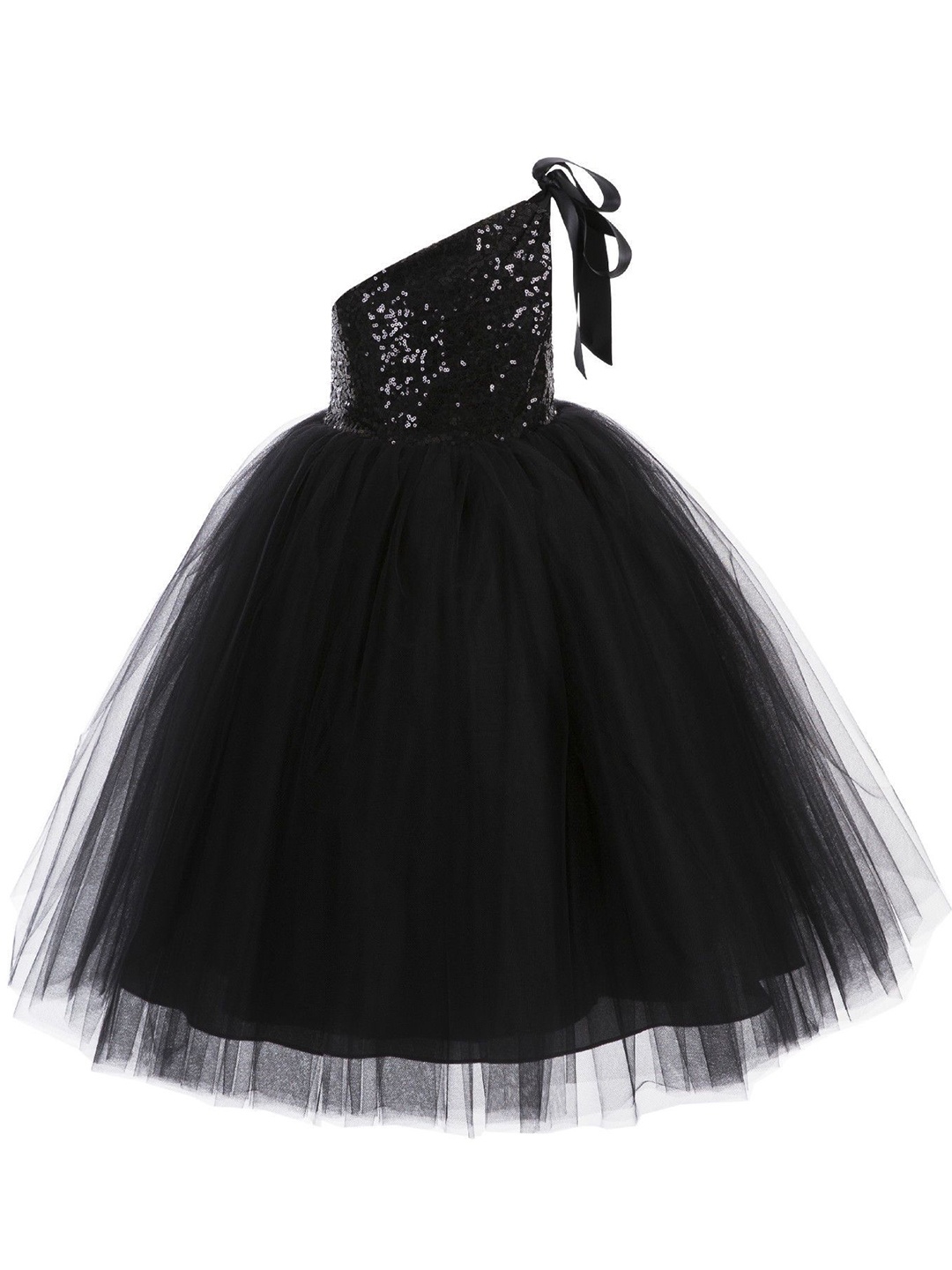 

Wish little Girls One Shoulder Embellished Fit and Flare Dress, Black