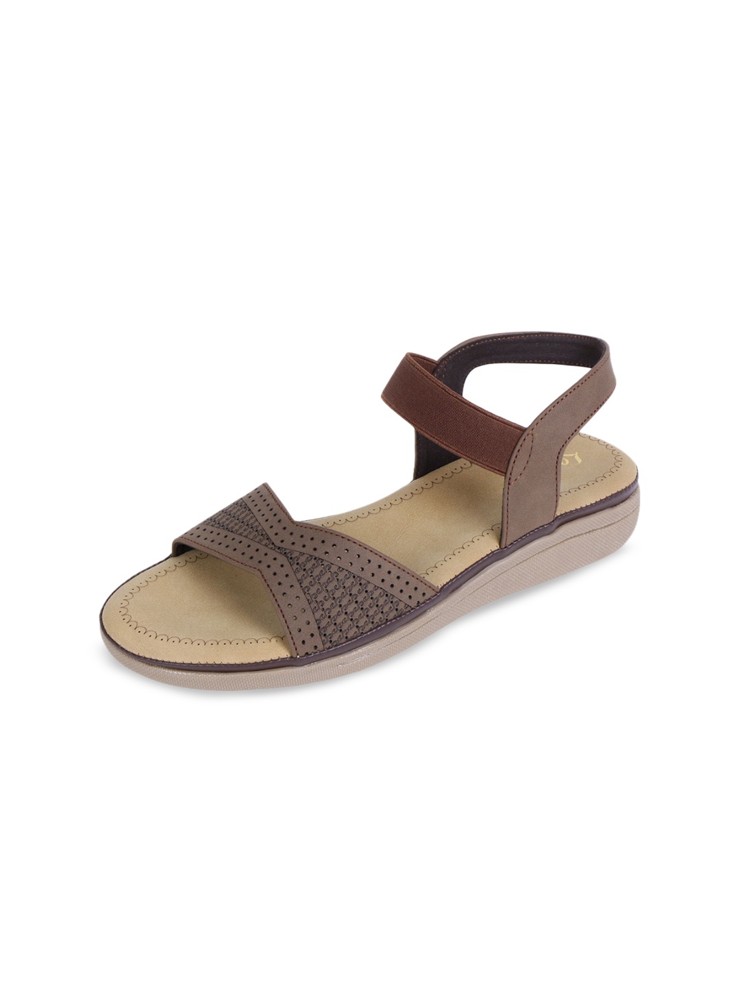 

Lotusfeet Women Ankle Loop Gladiators with Laser Cuts Flats, Brown