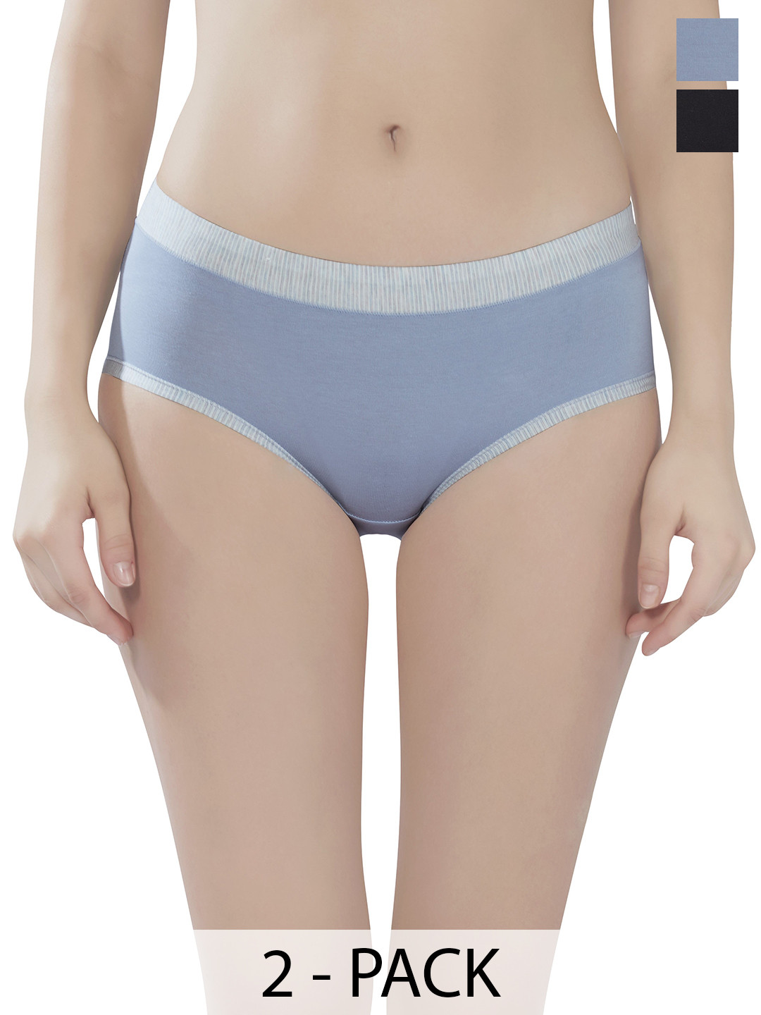 

PLUMBURY Pack Of 2 Hipster Briefs PLPANTY6110BL/LBLUES, Blue