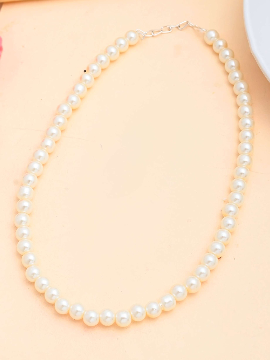 

VOJ Silver-Plated Stainless Steel Pearls Beaded Necklace