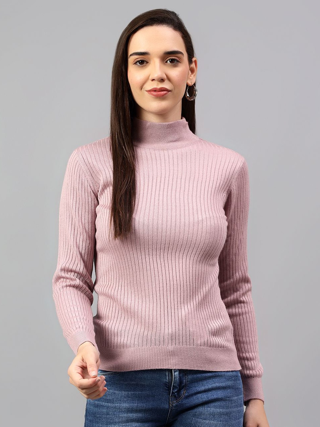 

Cantabil Women Self Design High Neck Acrylic Top, Pink