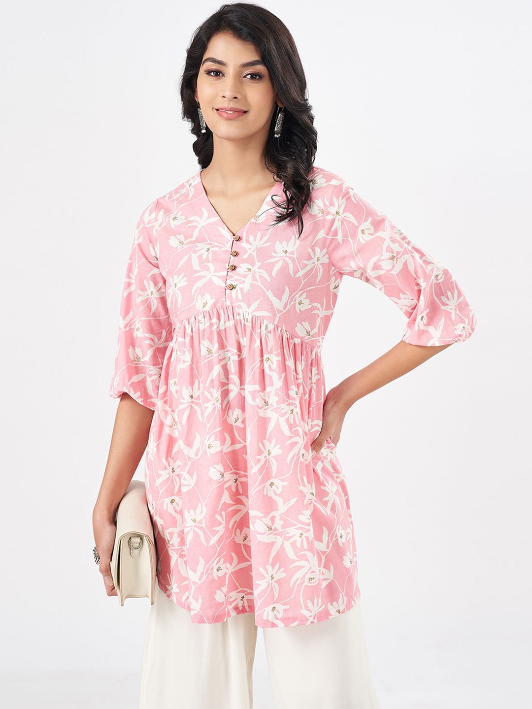 

RANGMANCH BY PANTALOONS Women Printed Tunic, Pink