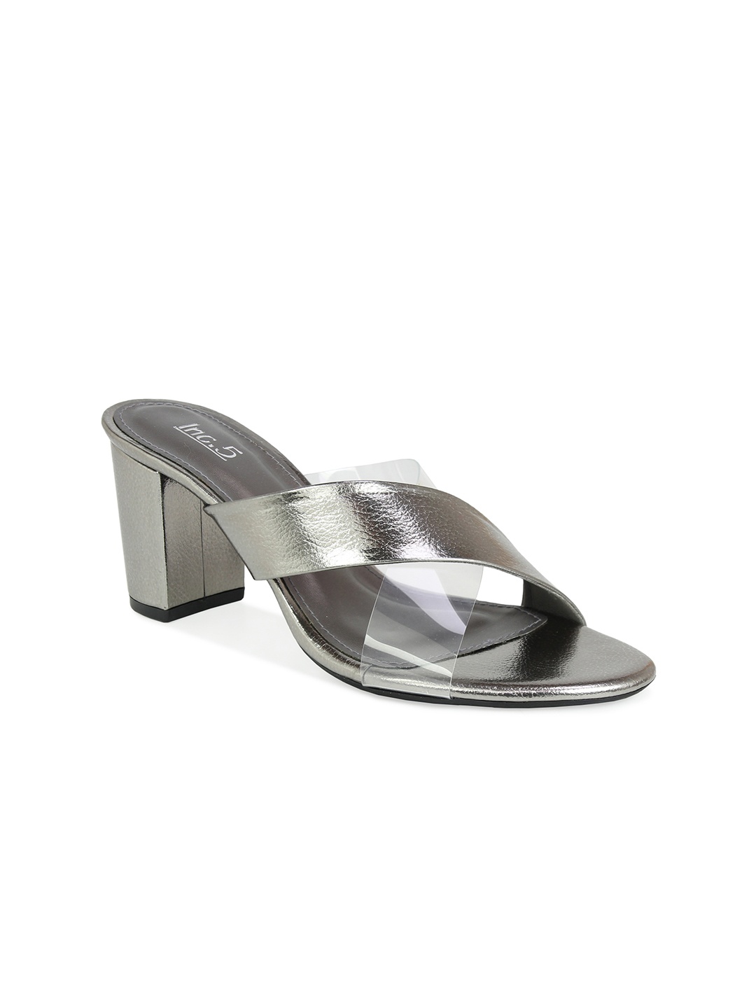 

Inc 5 Gunmetal Block Heel Sandals, Metallic