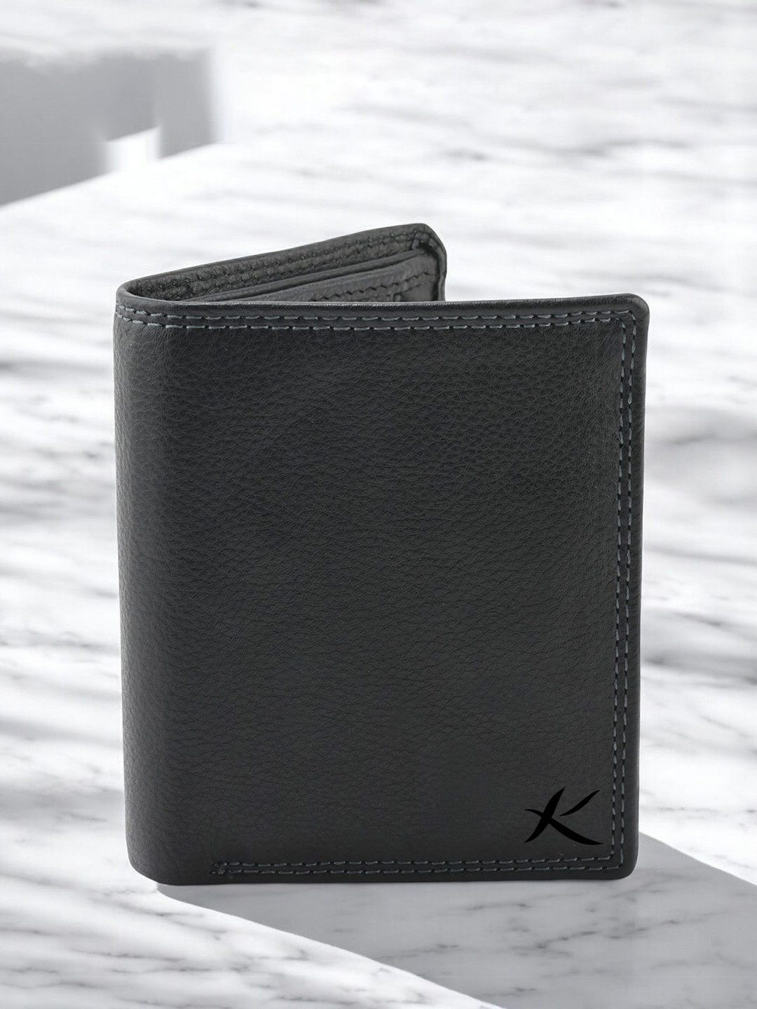 

Kastner Men Textured Two Fold Leather Wallet with RFID Blocking, Black