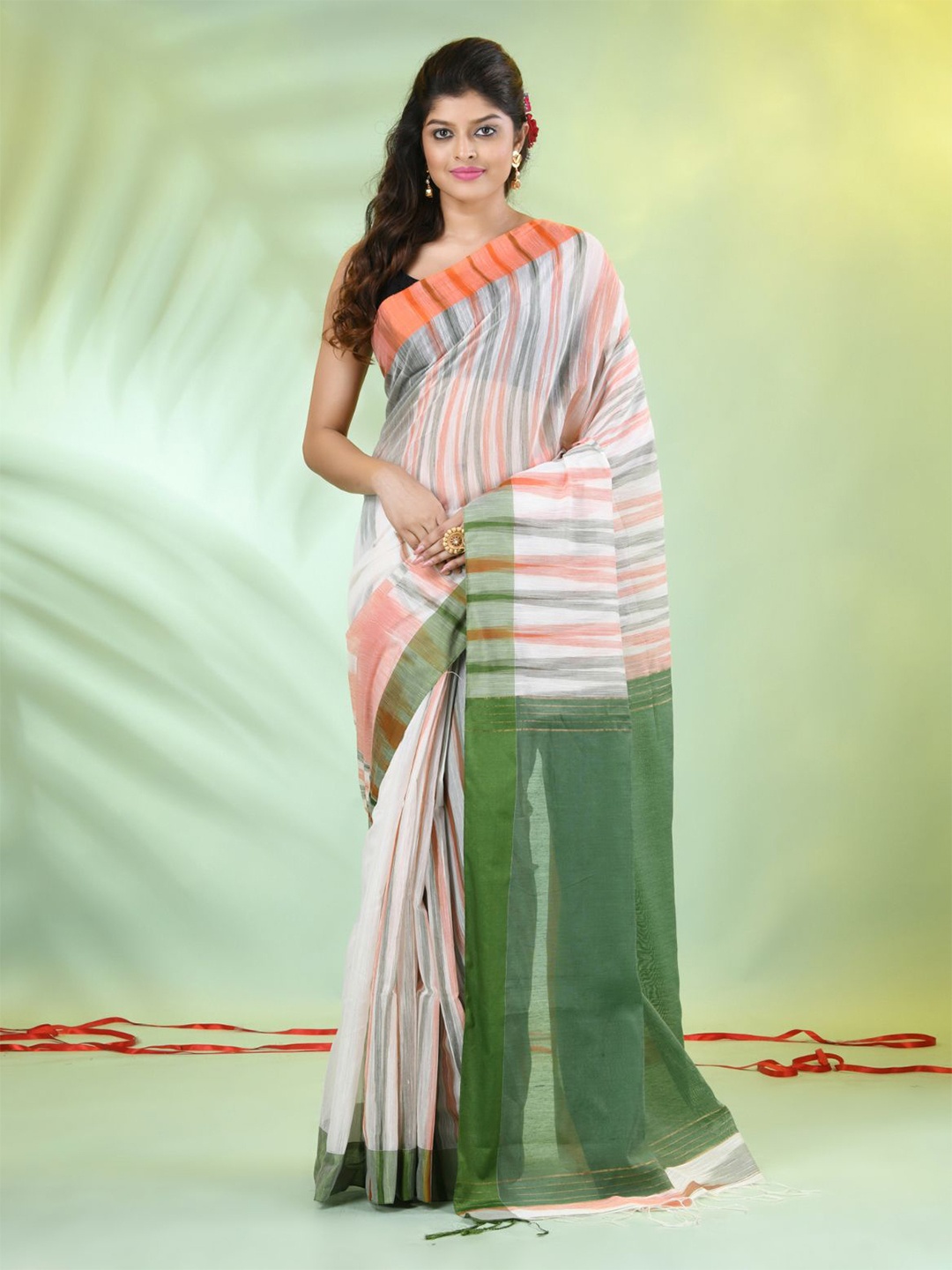 

Charukriti Abstract Printed Saree, White