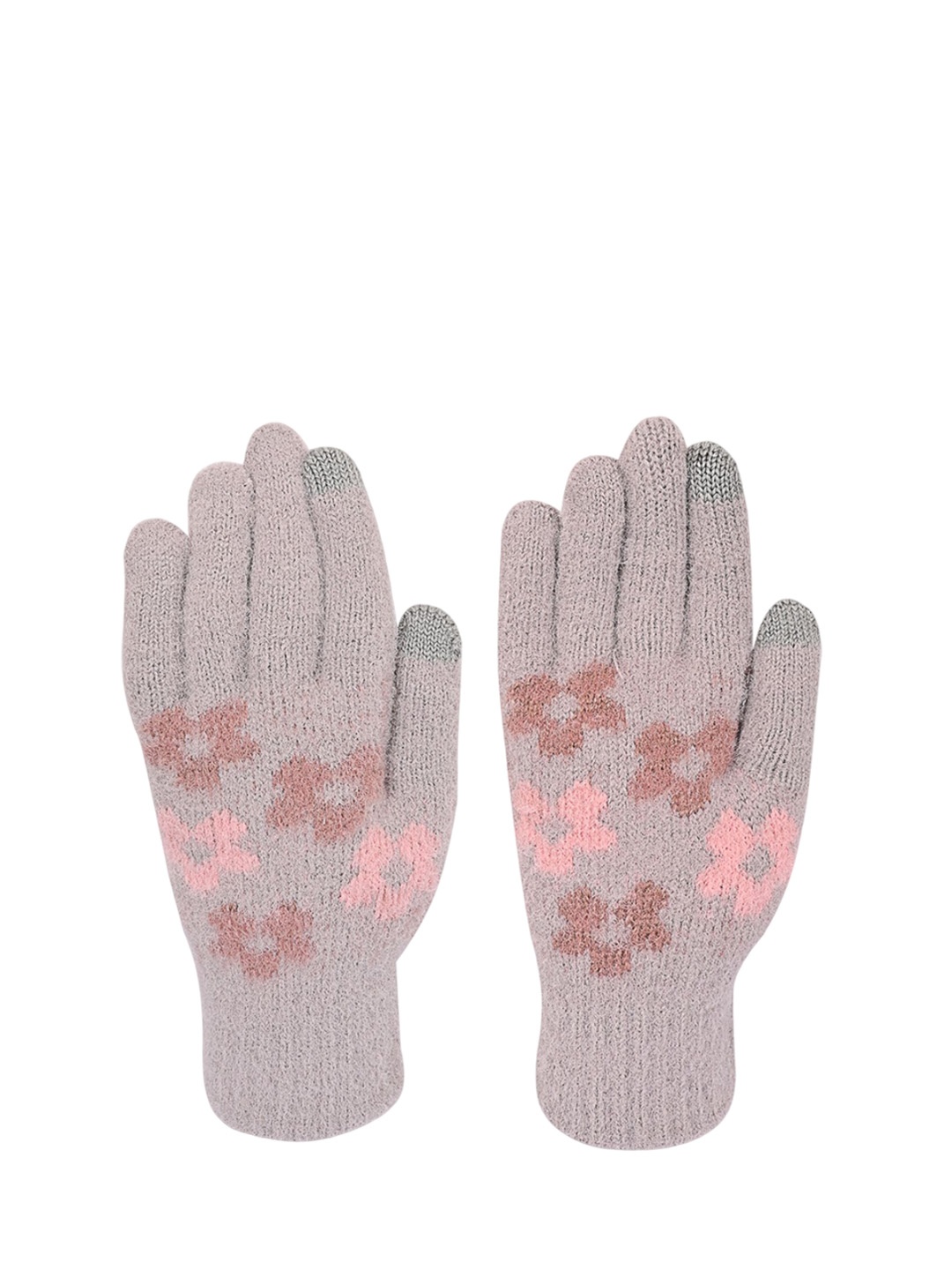 

LOOM LEGACY Women Patterned Acrylic Winter Gloves, Grey