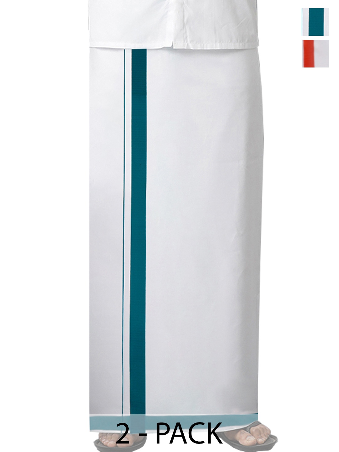 

Ramraj Men Pack of 2 Solid Dhoti With Border, White