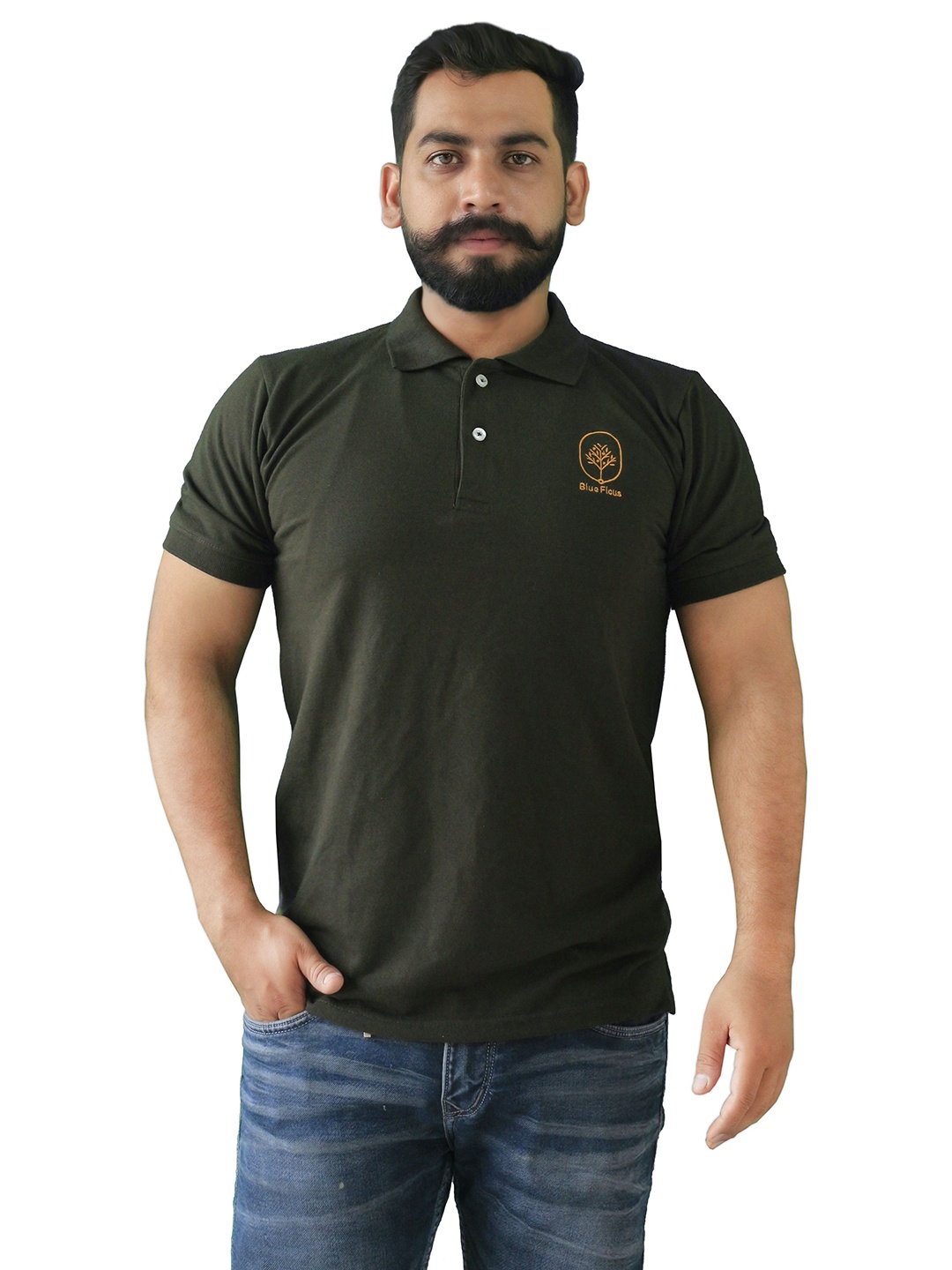 

BLUEFICUS Men Dri-FIT Solid Polo Collar Cotton T-shirt, Green