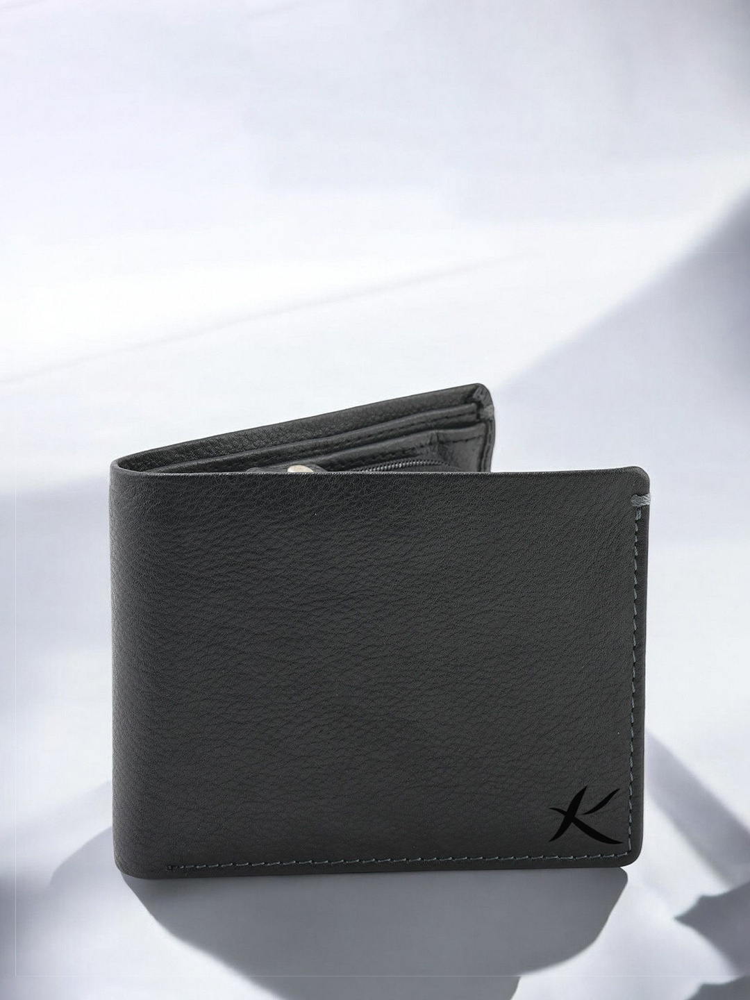 

Kastner Men Textured Cut Work Leather Two Fold Wallet, Black