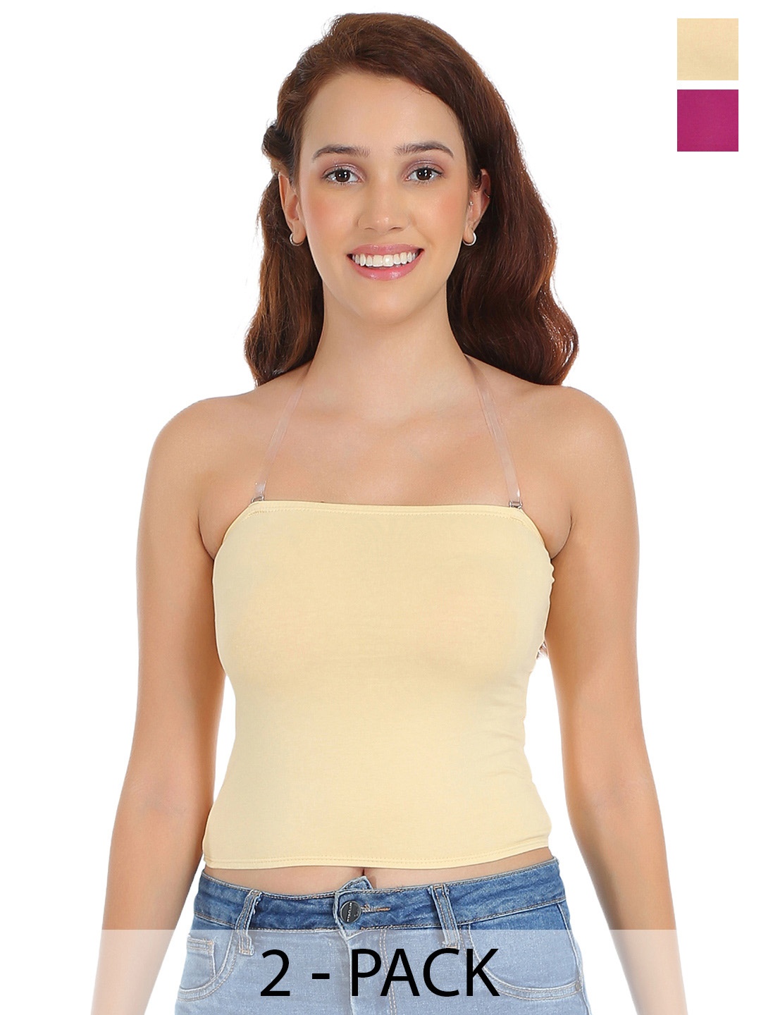 

SELFCARE Pack Of 2 Women Non-Padded Tube Camisoles, Purple