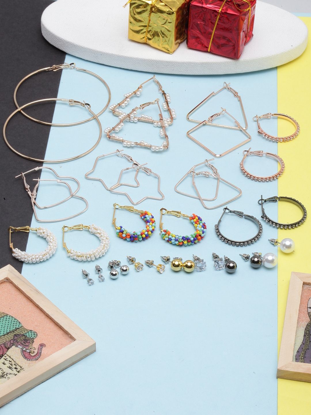 

KPOP Set Of 18 Gold Plated Contemporary Drop Earrings