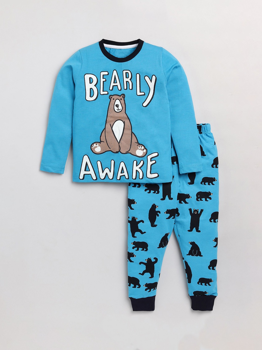 

YK Boys Printed Night suit, Turquoise blue