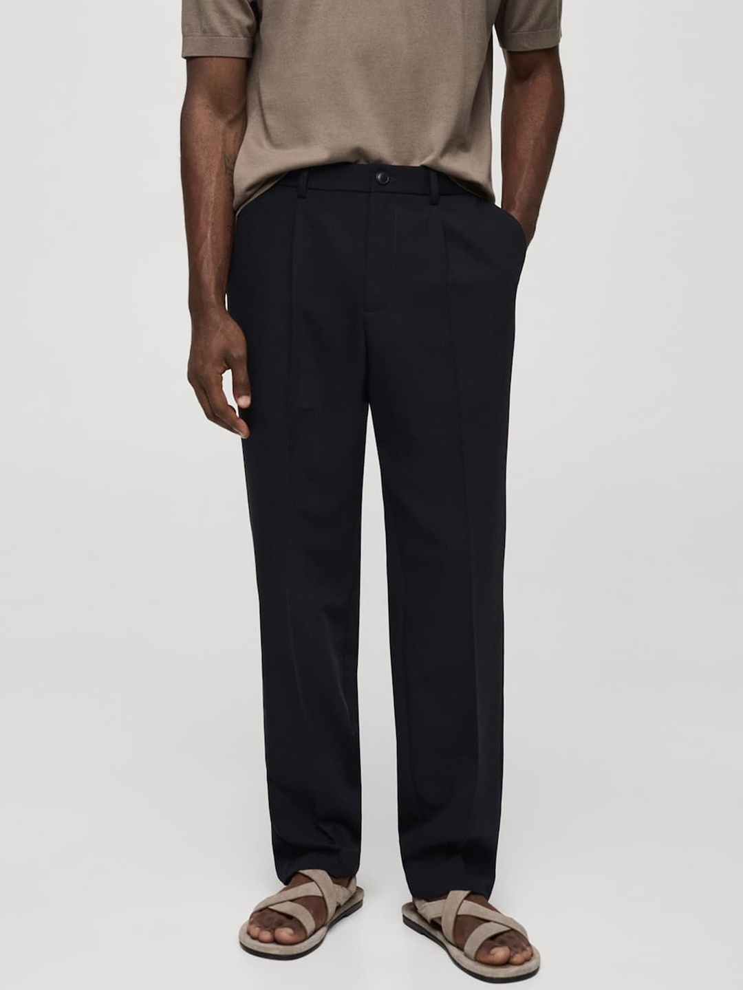 

MANGO MAN Pleated Trousers, Navy blue
