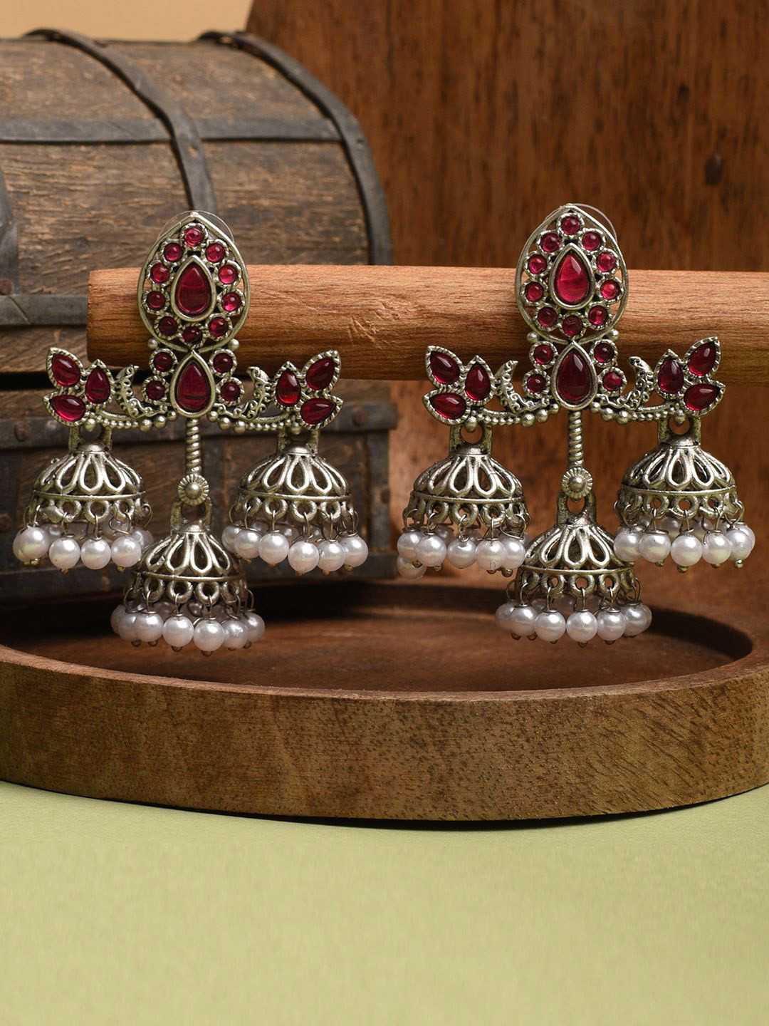 

XPNSV Contemporary Jhumkas Earrings, Silver