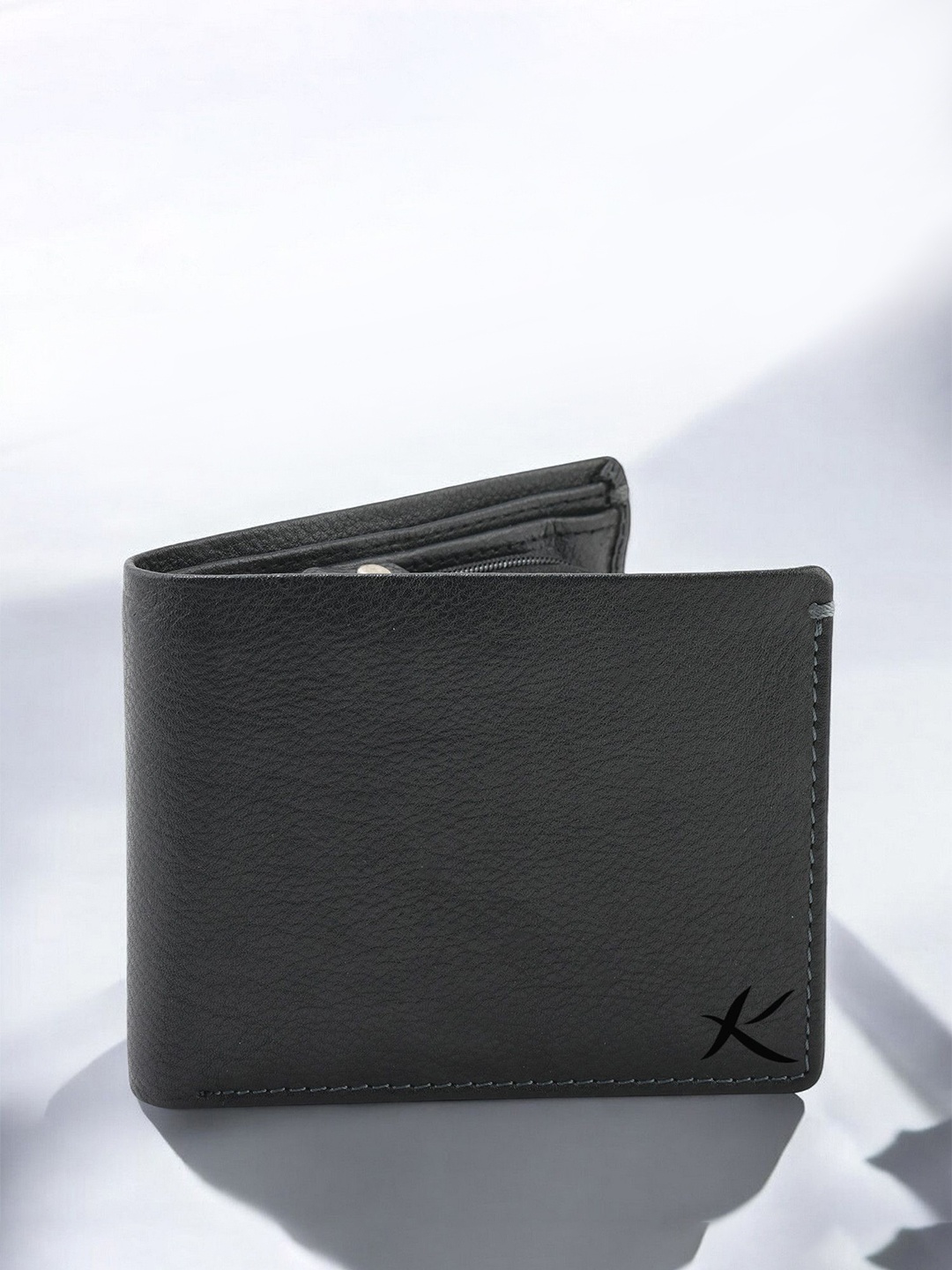 

Kastner Men Textured Cut Work Leather Two Fold Wallet, Black