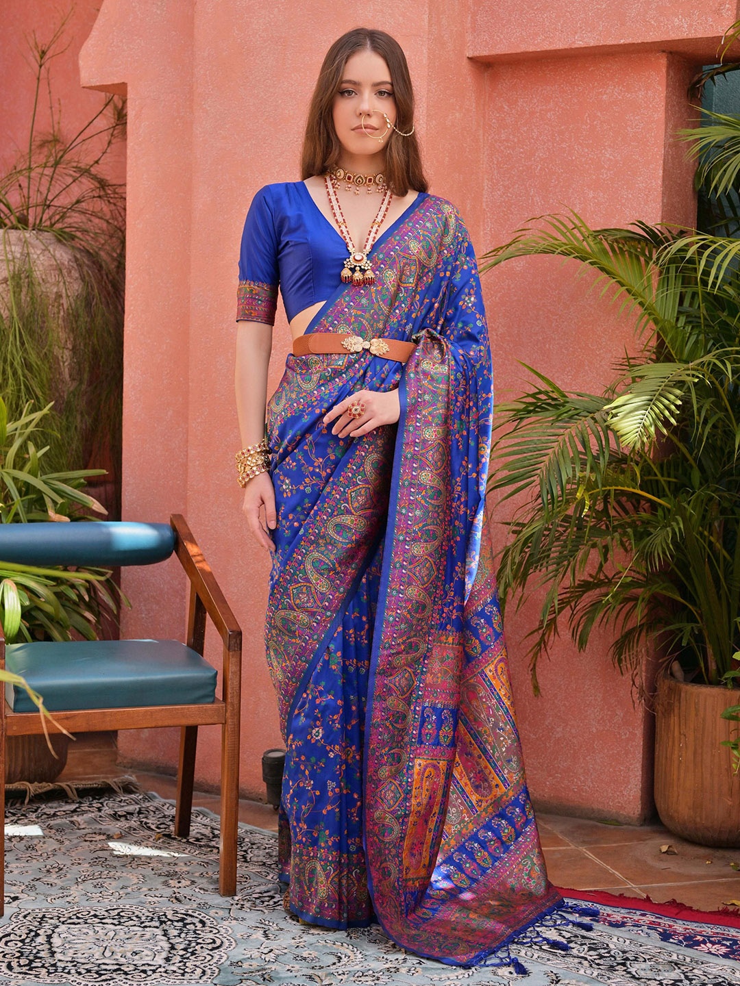 

Kandora Women Woven Design Pure Silk Saree, Blue