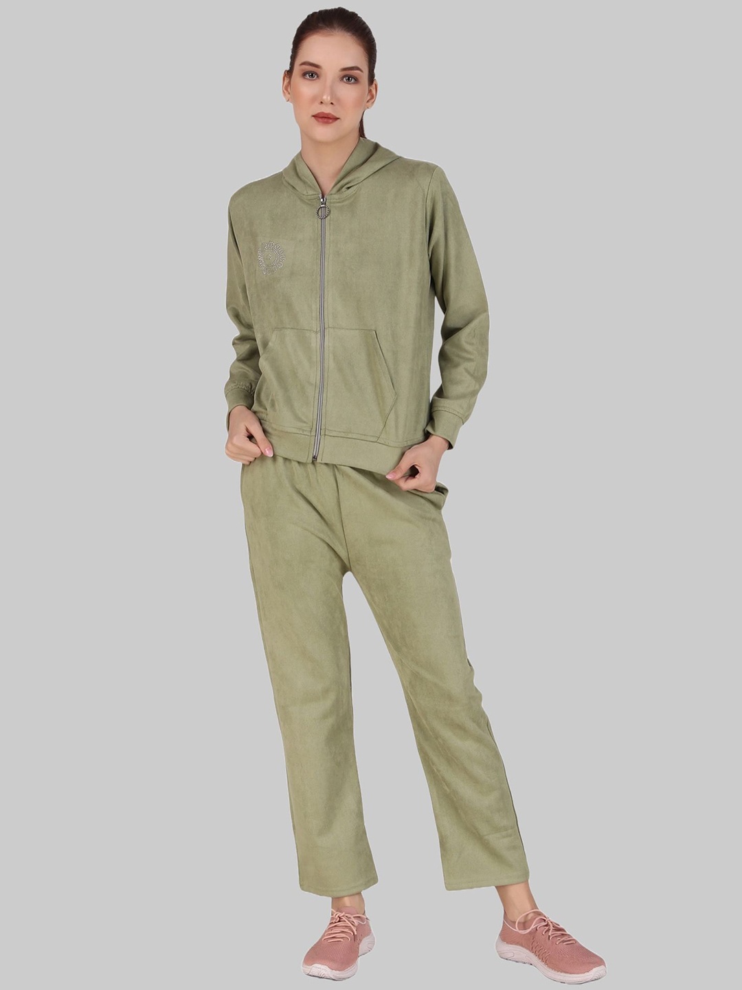 

FNOCKS Women Hooded Tracksuit, Lime green