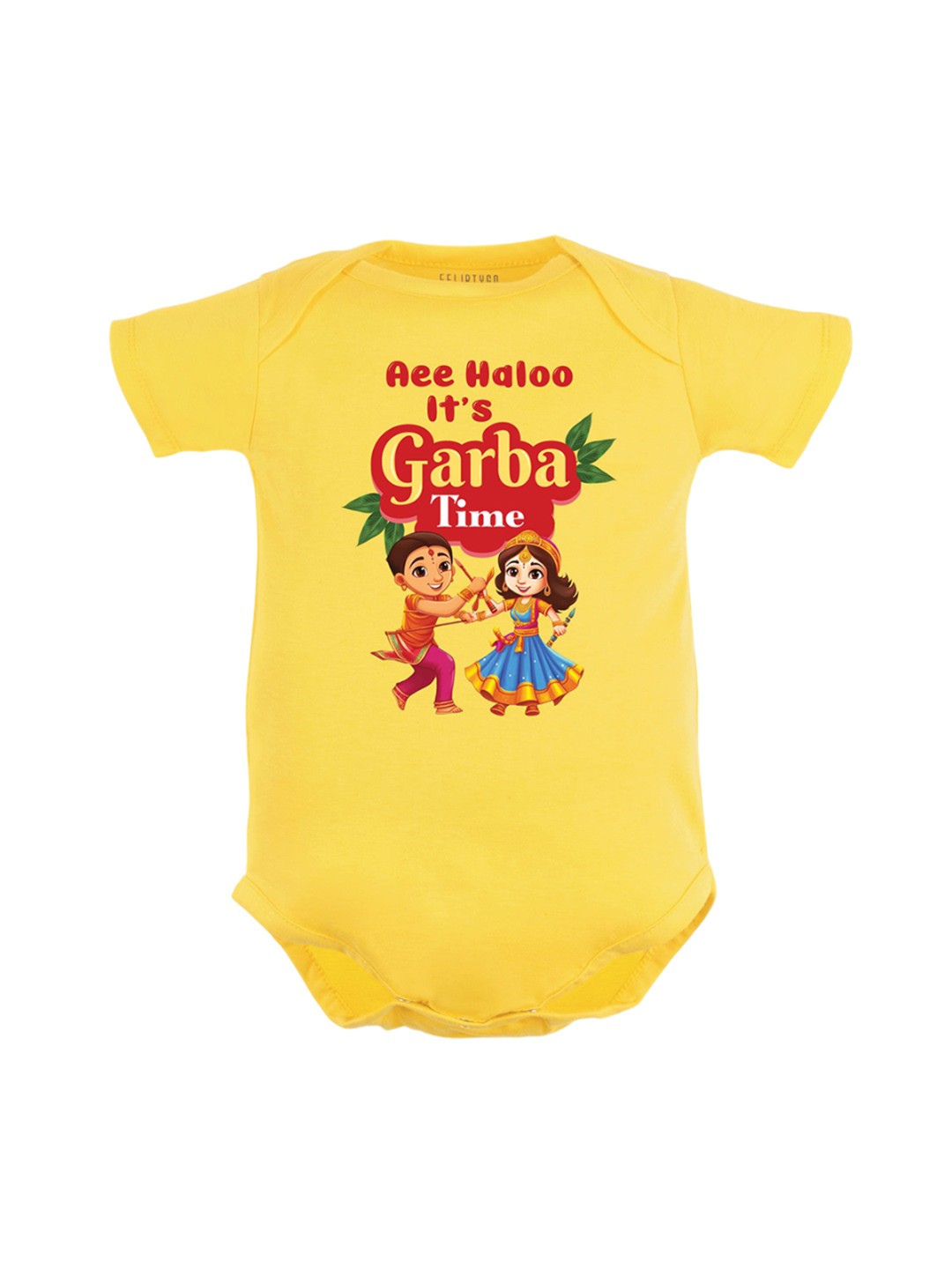 

FFLIRTYGO Infant Printed Cotton Durga Puja Special Body Suit, Yellow