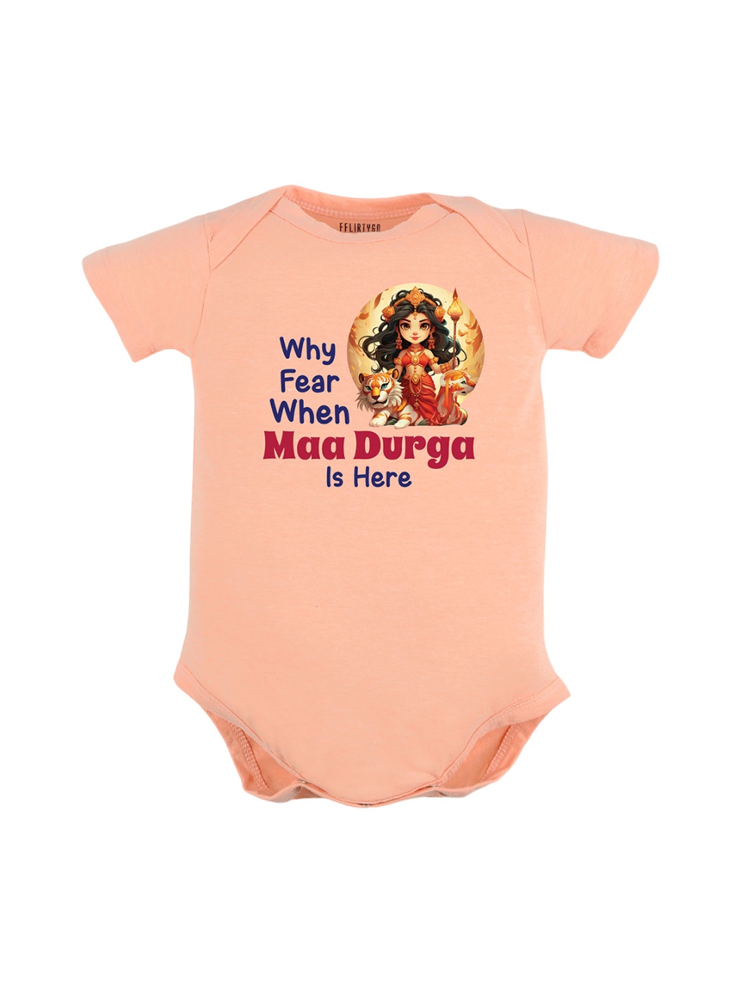 

FFLIRTYGO Infants Printed Pure Cotton Bodysuit, Peach