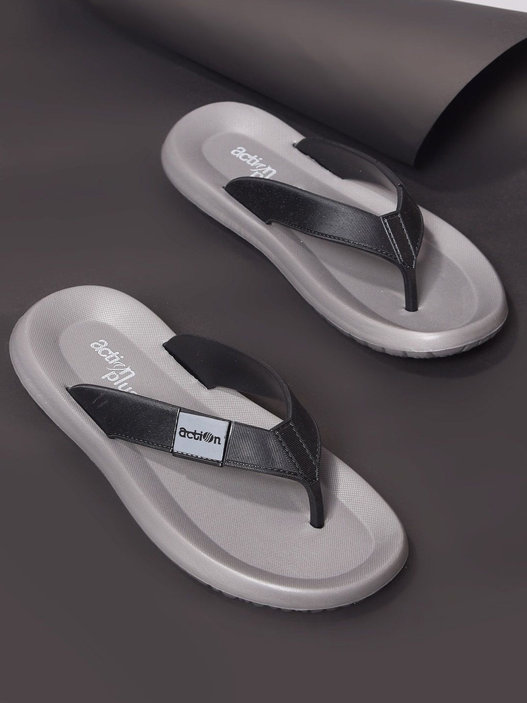 

Action Plus Men Rubber Thong Flip-Flops, Black