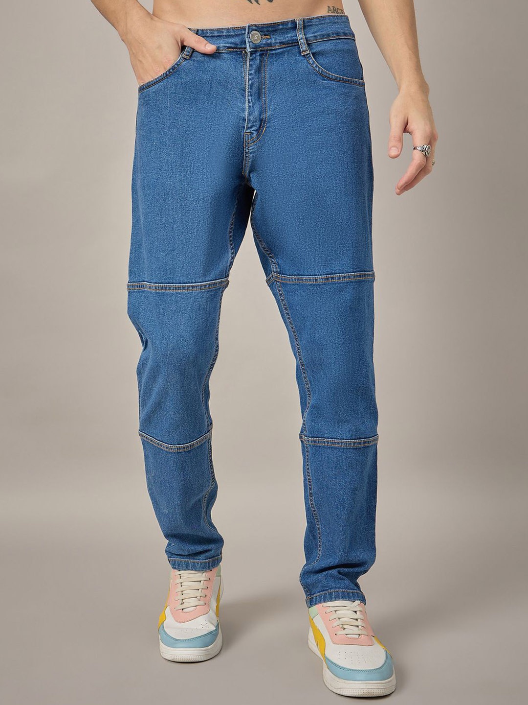 

STUDIO NEXX Men Loose Relaxed Fit Stretchable Jeans, Blue