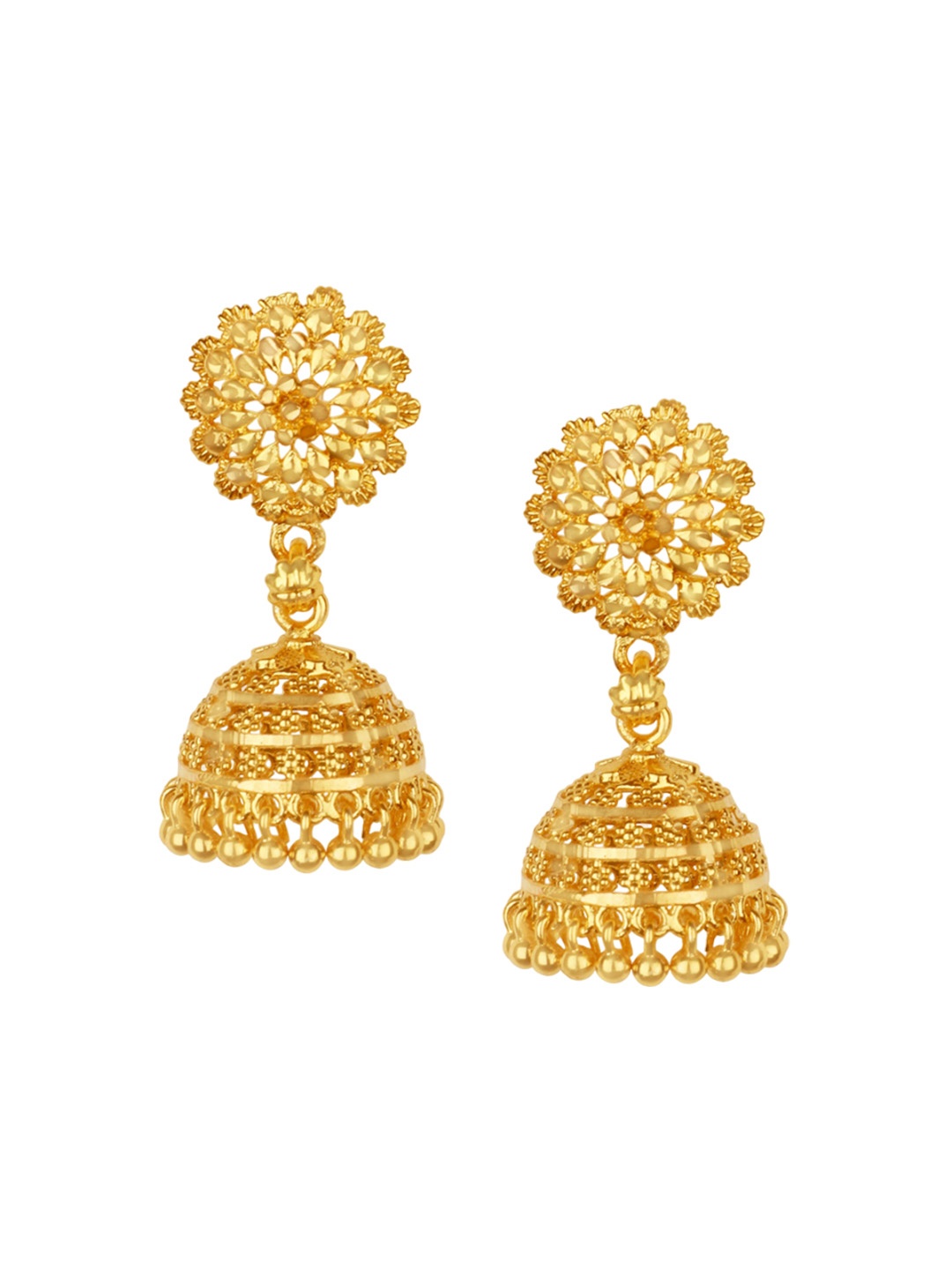 

Heer Collection Gold-Plated Dome Shaped Jhumkas Earrings