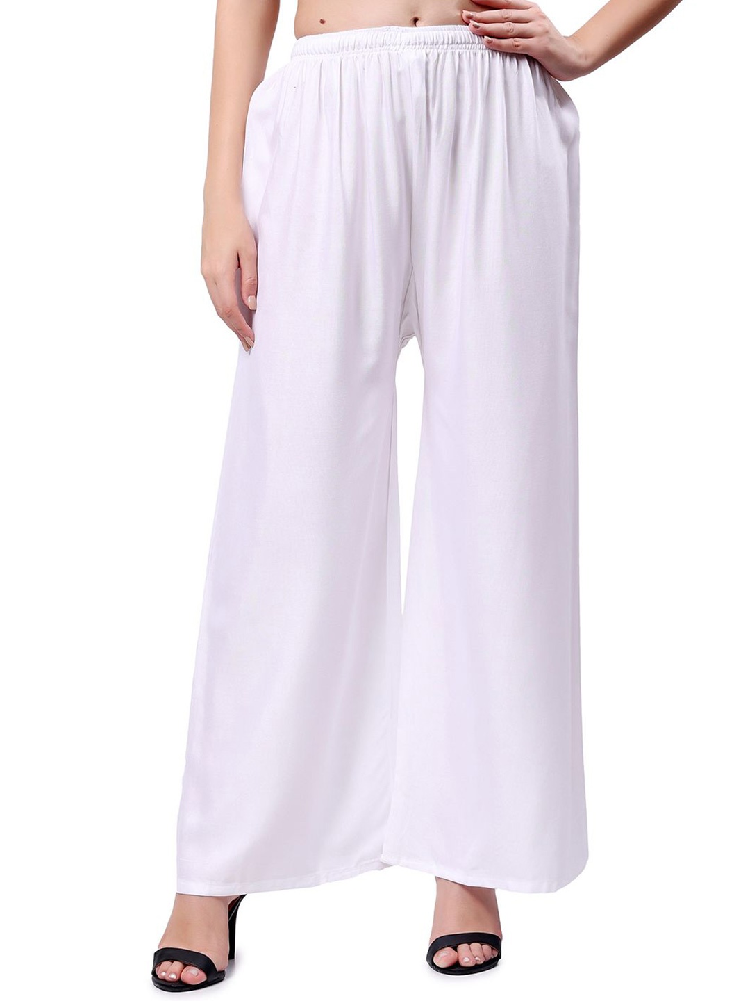 

Keviv Women Solid Knitted Palazzos, White