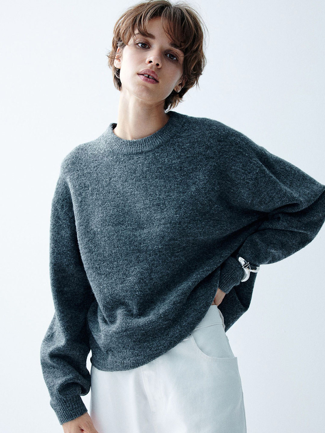 

H&M Knitted Jumper, Grey
