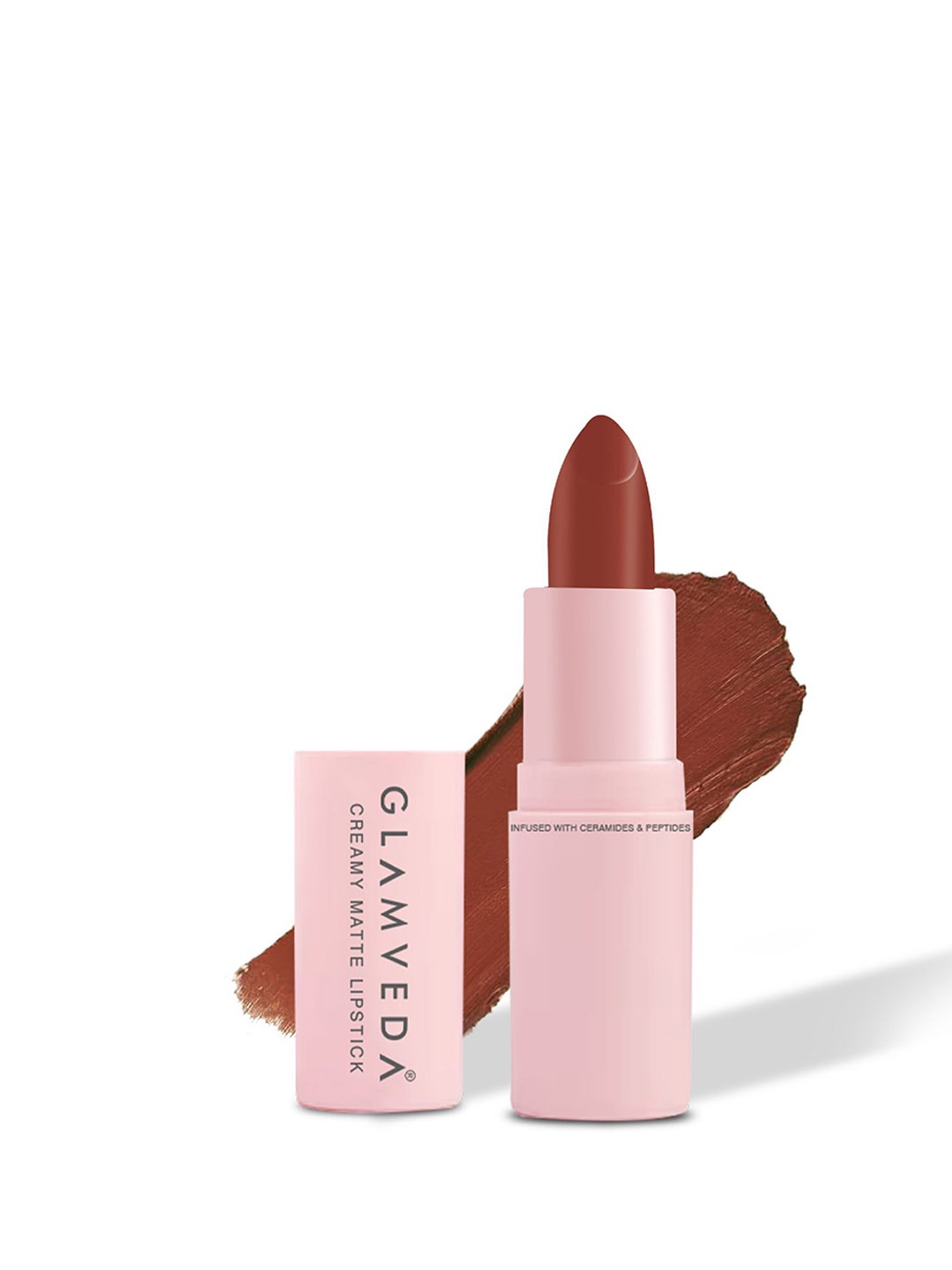 

GLAMVEDA Creamy Matte Long Stay Lipstick with Ceramides - 4.5 g - Nutella Kiss - 305, Brown