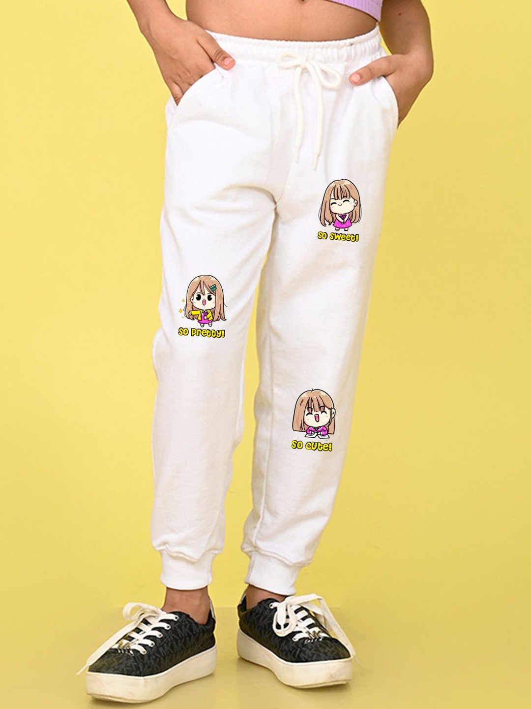 

NUSYL Girls Printed Regular Fit Joggers, White