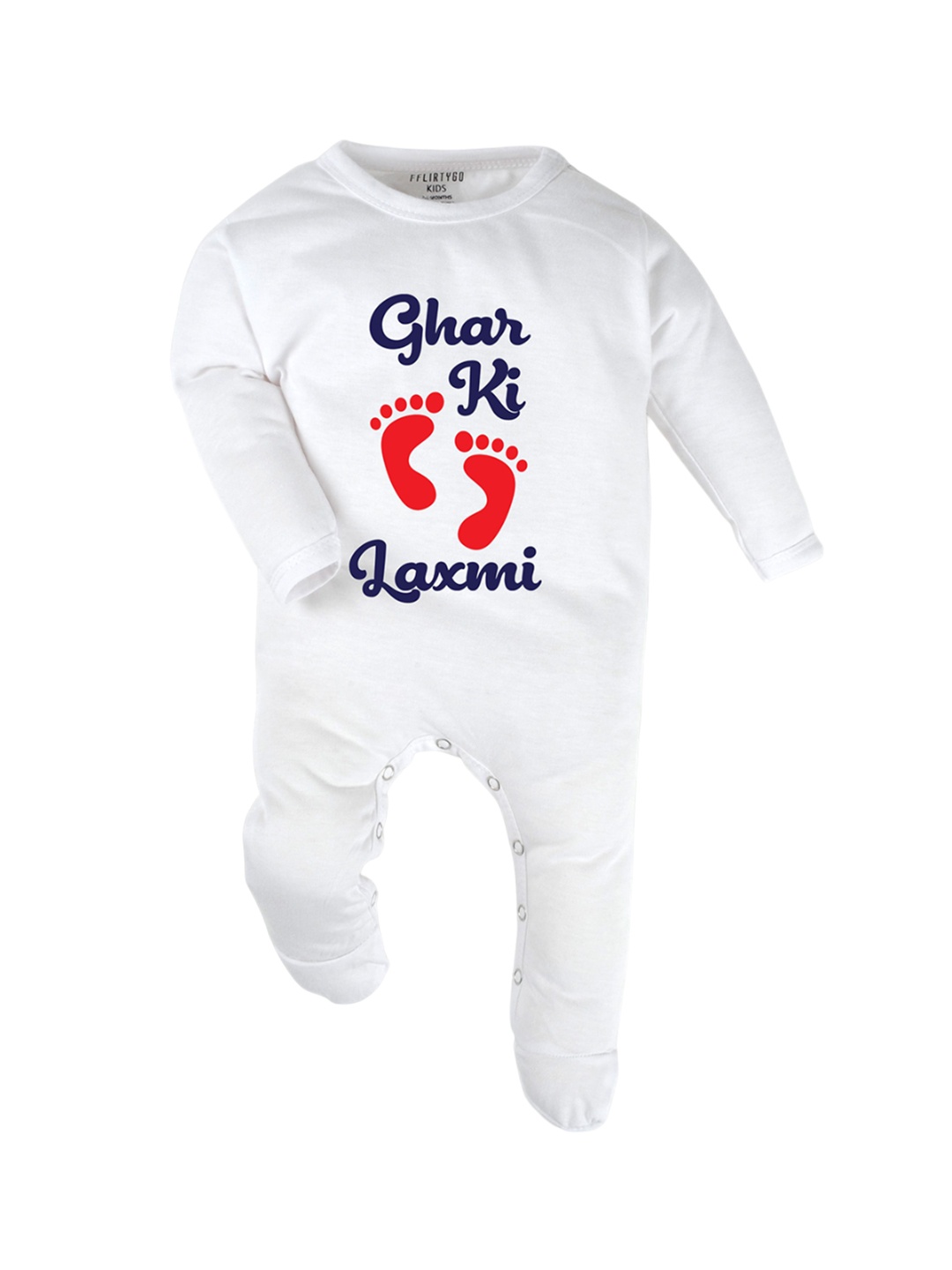 

FFLIRTYGO Infants Printed Cotton Sleepsuit, White